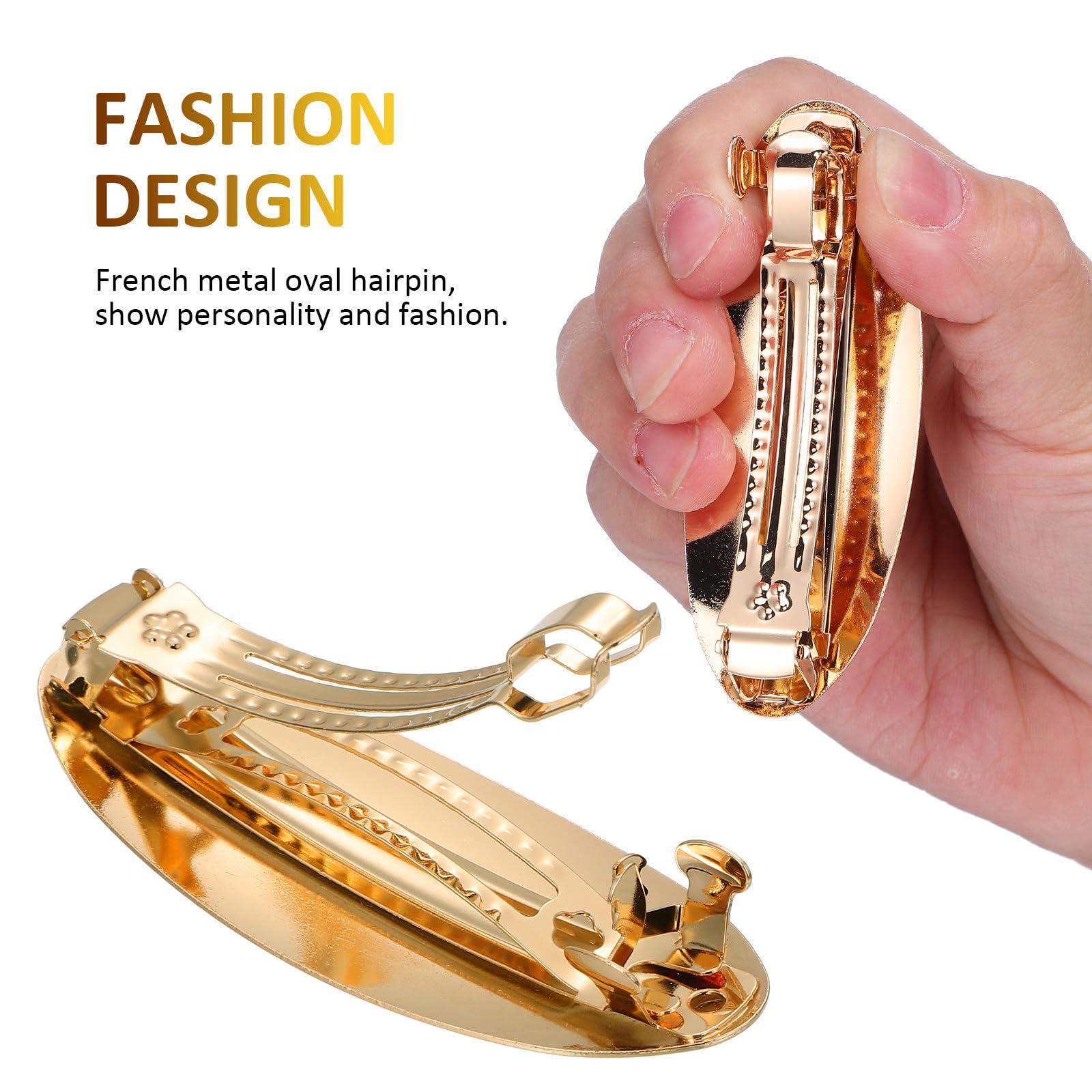 Balacoo 2-pack French metal oval hair barrettes for women, stylish multi-colored hair clips, perfect for securing hair styles.