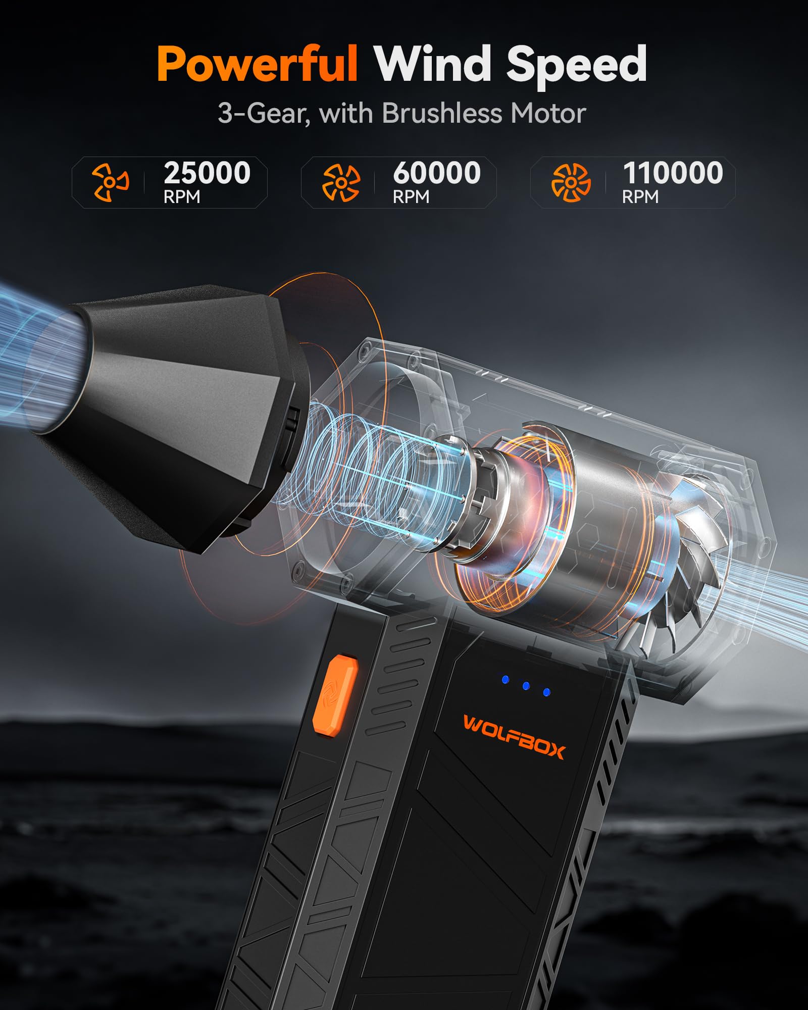 WOLFBOX MegaFlow 50 Electric Air Duster 110,000 RPM