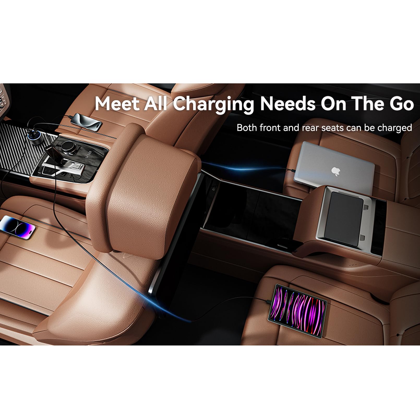 AGEK Car Charger USB C Fast Charge, 4 Port 78W Metal Car Phone Ch by AGEK - Angle View 8