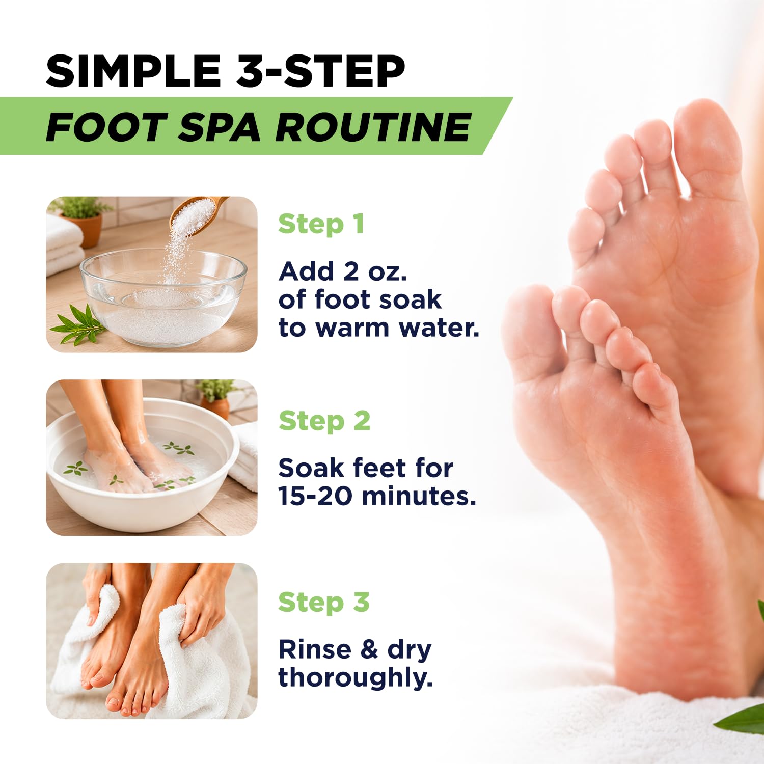 Tea Tree Oil Epsom Salt Foot Soak for Toenail Fungus Treatment, - FOOT CURE