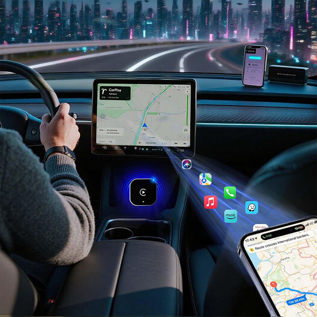 Wireless CarPlay Adapter Android Auto Dongle Shiny Silver - YFDUNV Official Imagery - 8