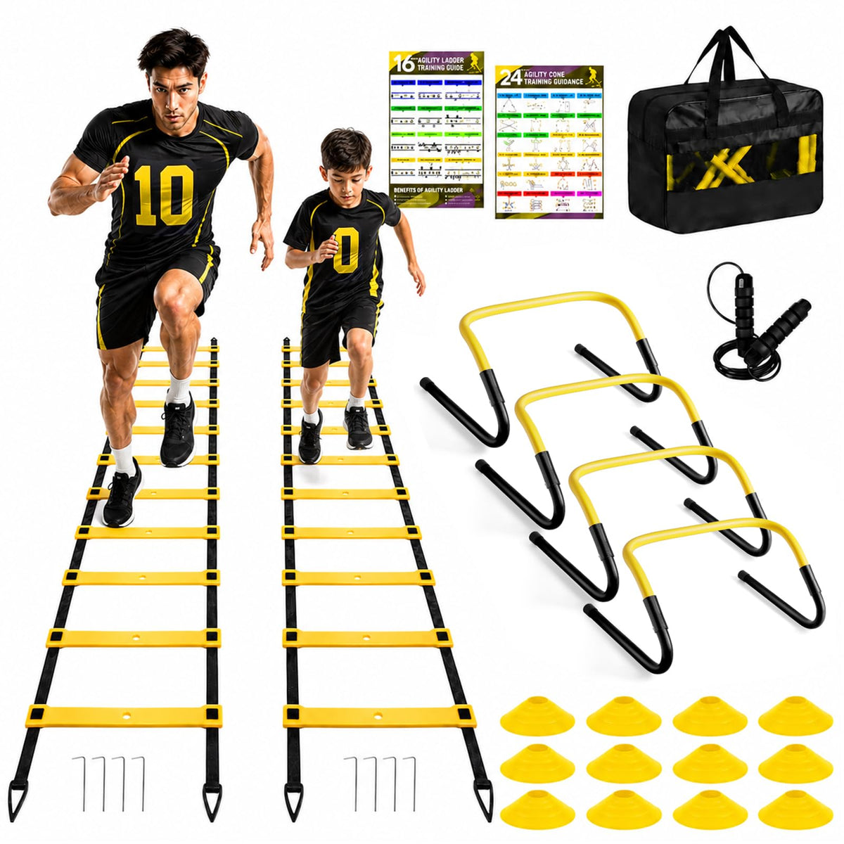 2 Pack Agility Ladder Soccer Speed Training Equipment Set - BORNEW Official Imagery - 2