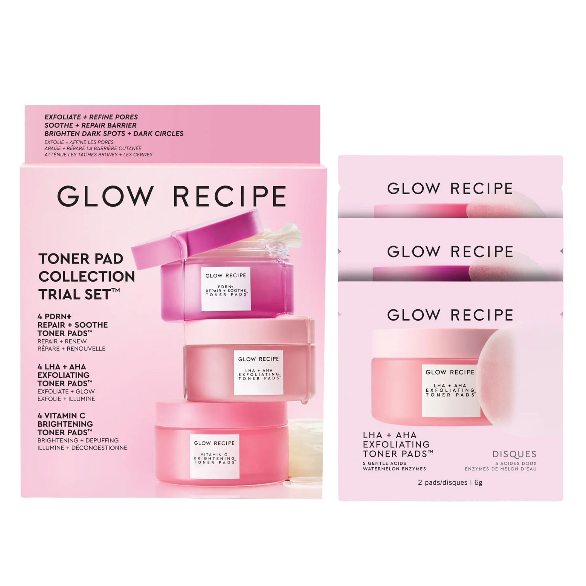 Glow Recipe Toner Pads Kit Trial Set, 12-Piece Korean Toner Pad - Product Imagery