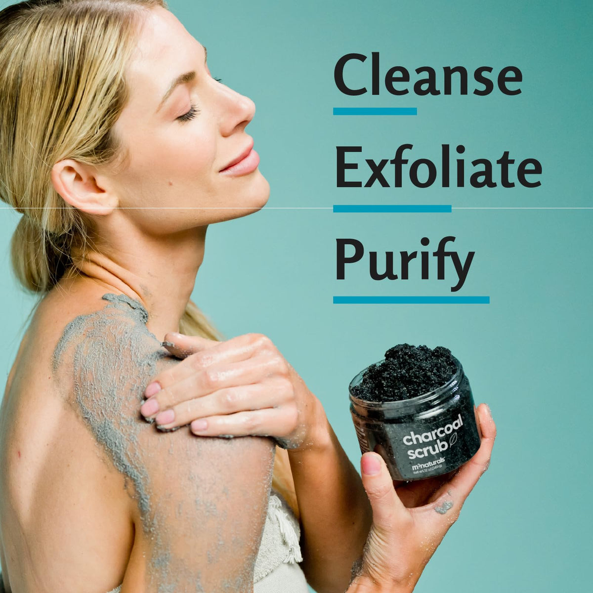 Exfoliating Charcoal Scrub for Body with Collagen Stem Cells - M3 Naturals Official Imagery - 7