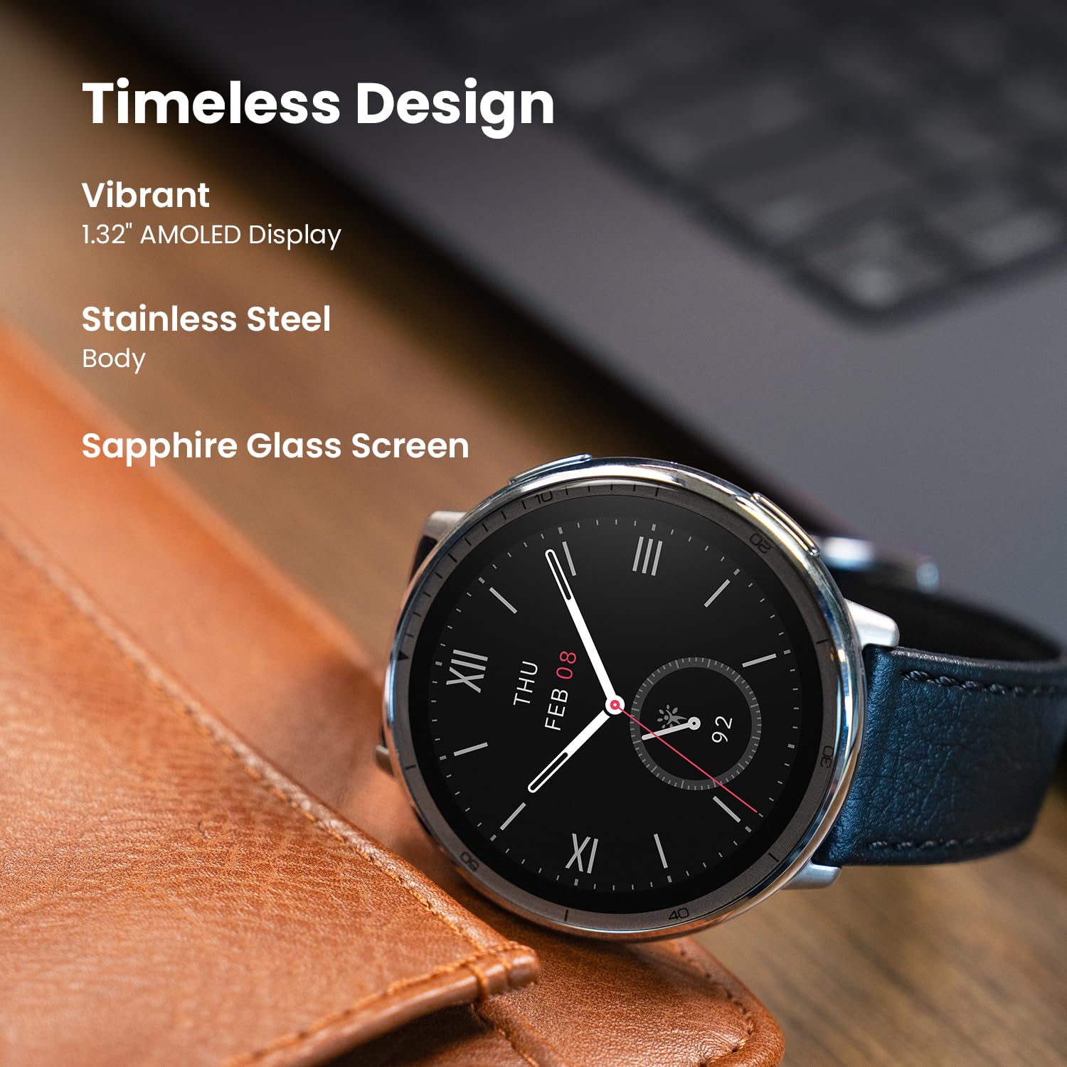 Amazfit Active 2 Premium Smart Watch 1.32" Sapphire Glass, GPS, iOS/An - View 2
