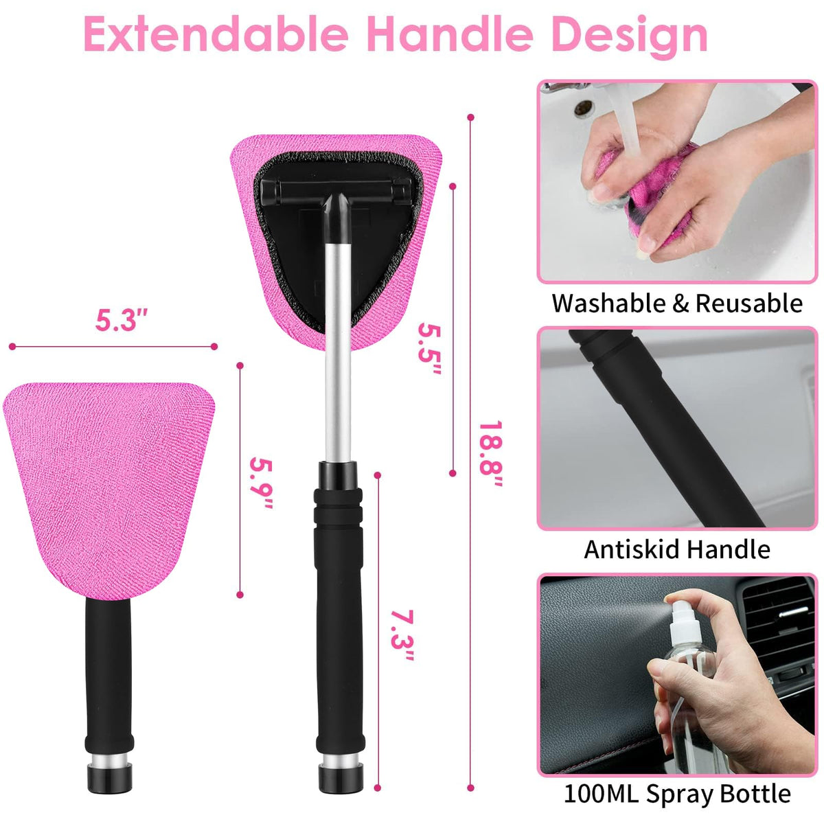 17pcs Car Cleaning Kit Pink Car Interior Detailing Kit with - Viewsun Official Imagery - 5