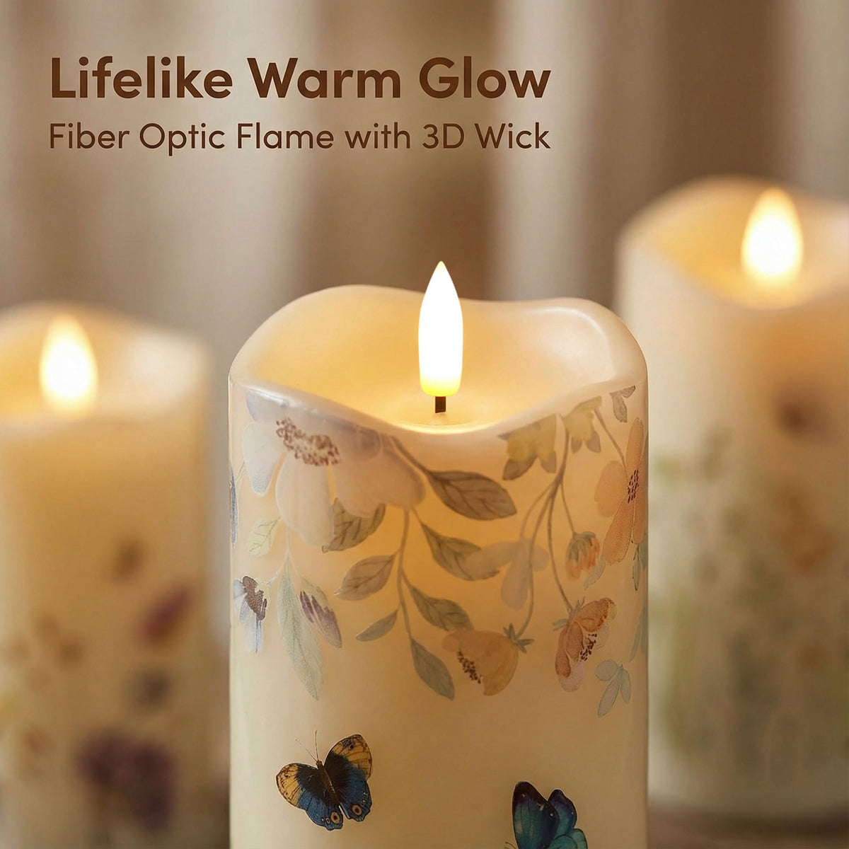 Butterfly Fiber Optic Flameless Pillar Candles with Remote 3 - Eywamage Official Imagery - 6