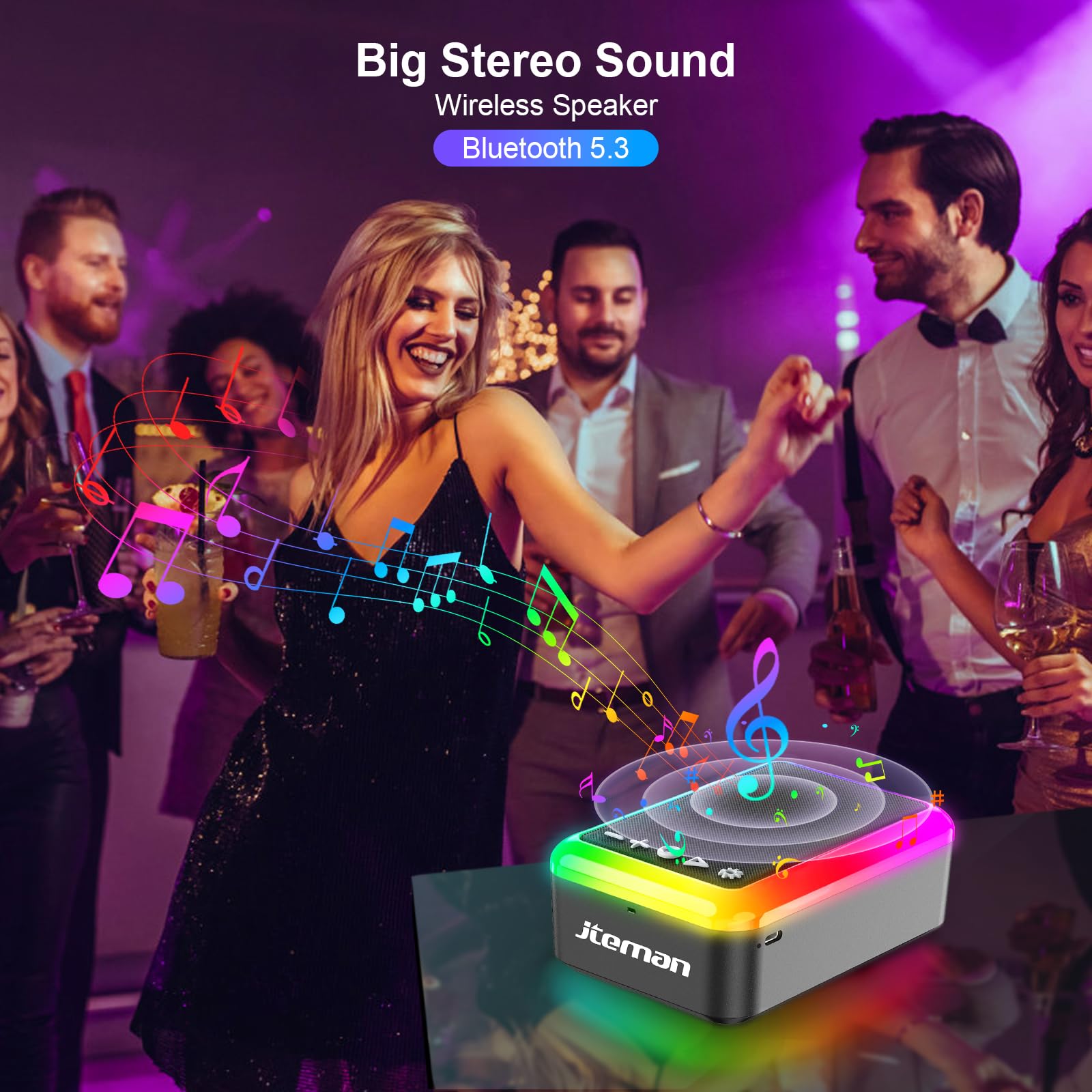 JTEMAN Gifts for Men Women, Cell Phone Stand with Bluetooth Speaker and Light, P - JTEMAN Official Product View 2