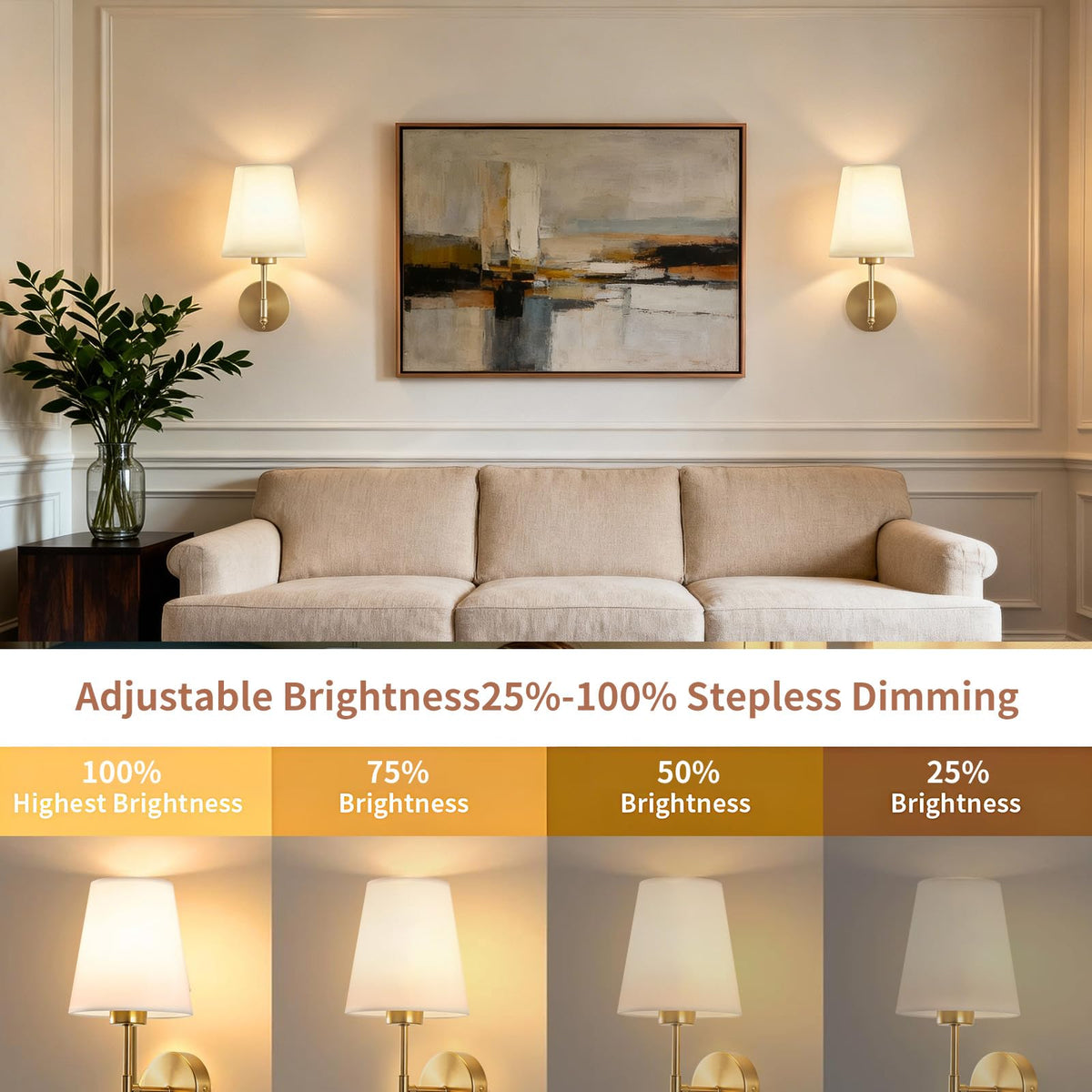Battery Operated Wall Sconce Set of 2 Rechargeable Wall - YINGFK Official Imagery - 5