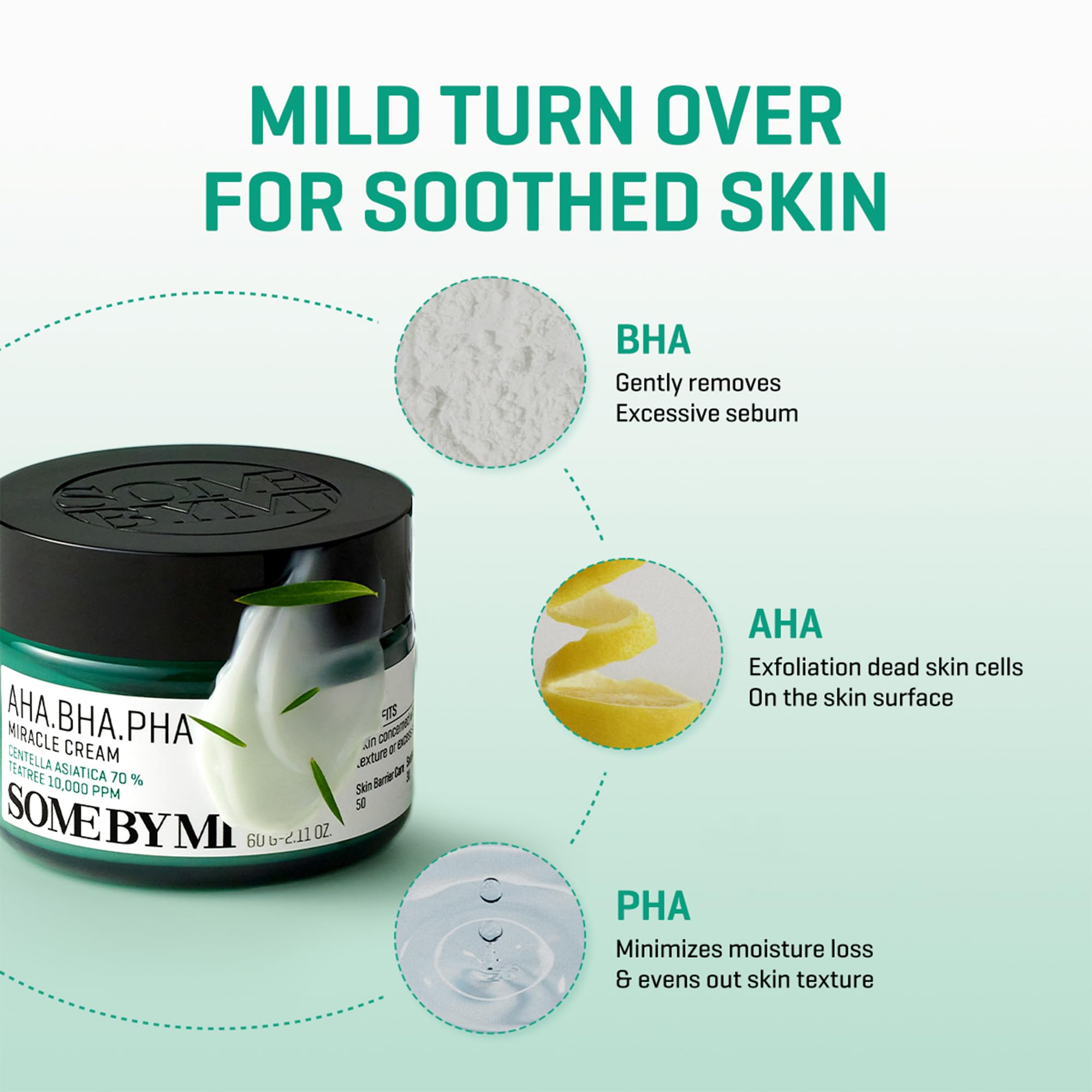 SOME BY MI AHA BHA PHA 30 Days Miracle Cream - 2.02oz, 60ml - Mild Refining & Centella Face Moisturizer for All Skin Types - Clarifying Face Cream - Korean Skin Care - SOME BY MI Official Product View 5