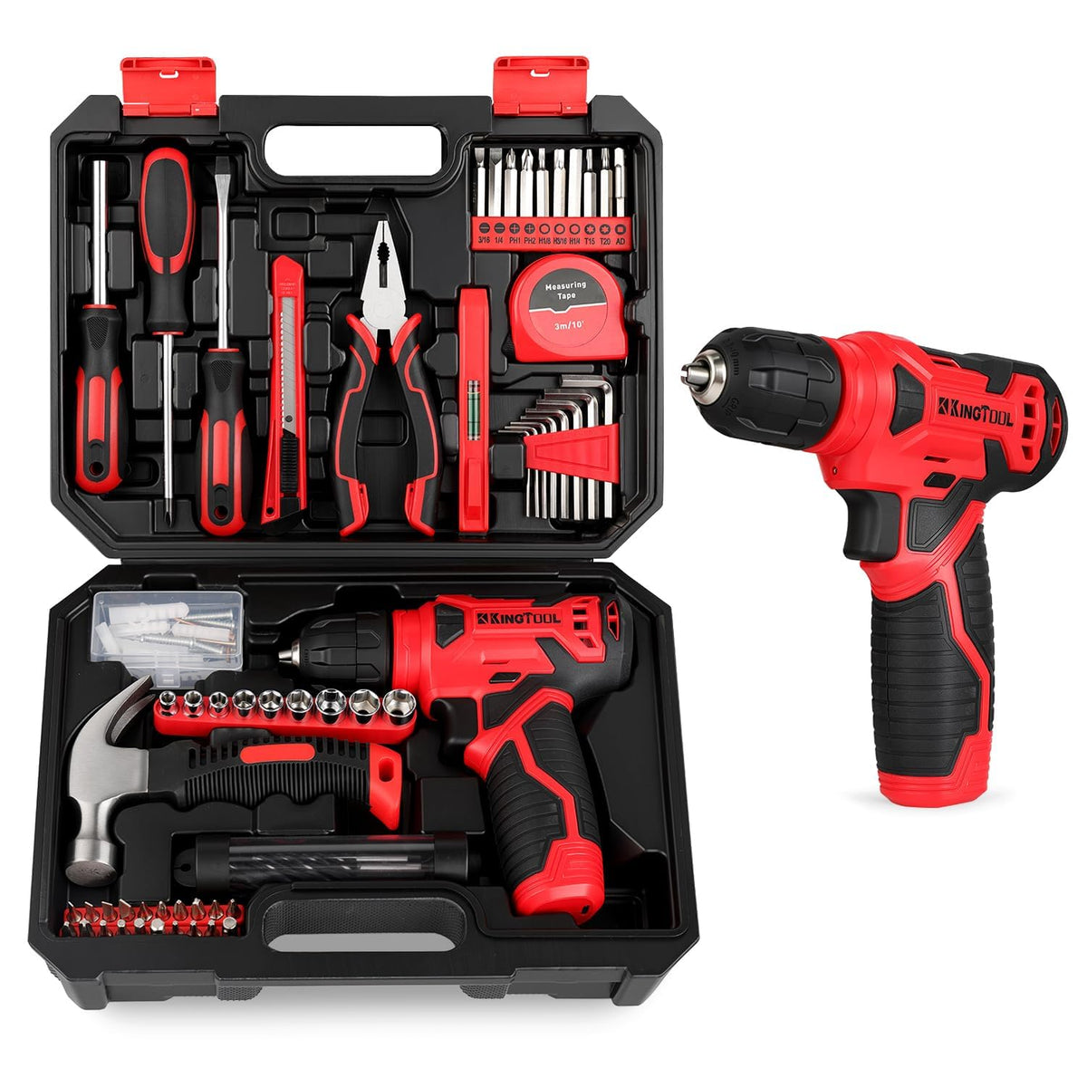 KingTool Tool Kit with 8V Cordless Drill 156 Piece Tool Set - KingTool Official Imagery - 2