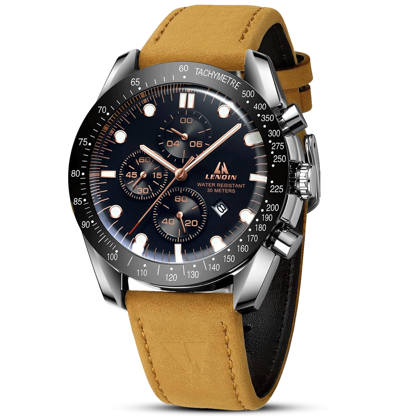 LN LENQIN Mens Watches Leather Watch Luminous Analog Quartz - Product Imagery