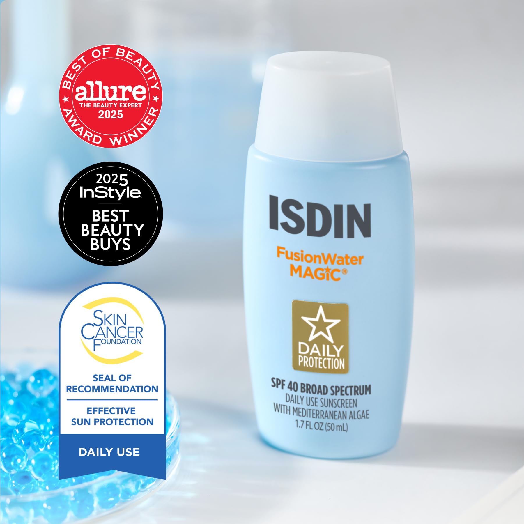 ISDIN Fusion Water MAGIC Lightweight Clear Face Sunscreen - Premium Selection Official Imagery - 3
