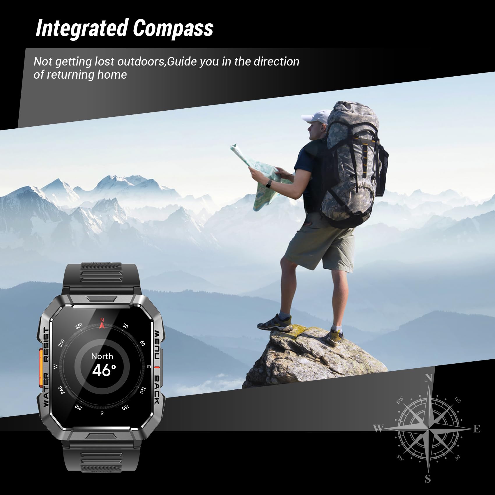 IOWODO Military Smart Watch for Men  , 2.01'' Smart Watch for Android - View 4
