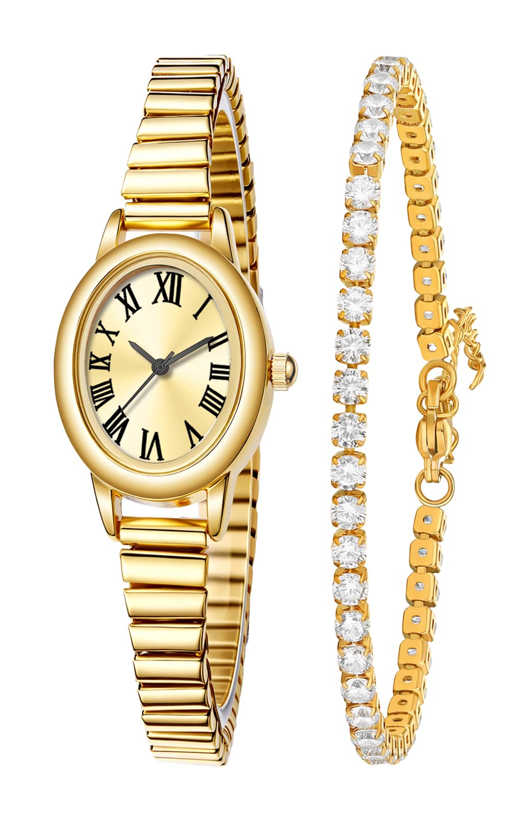 Gosasa Small Gold Watch for Women Oval Dial Expansion Band - Gosasa Official Imagery - 1