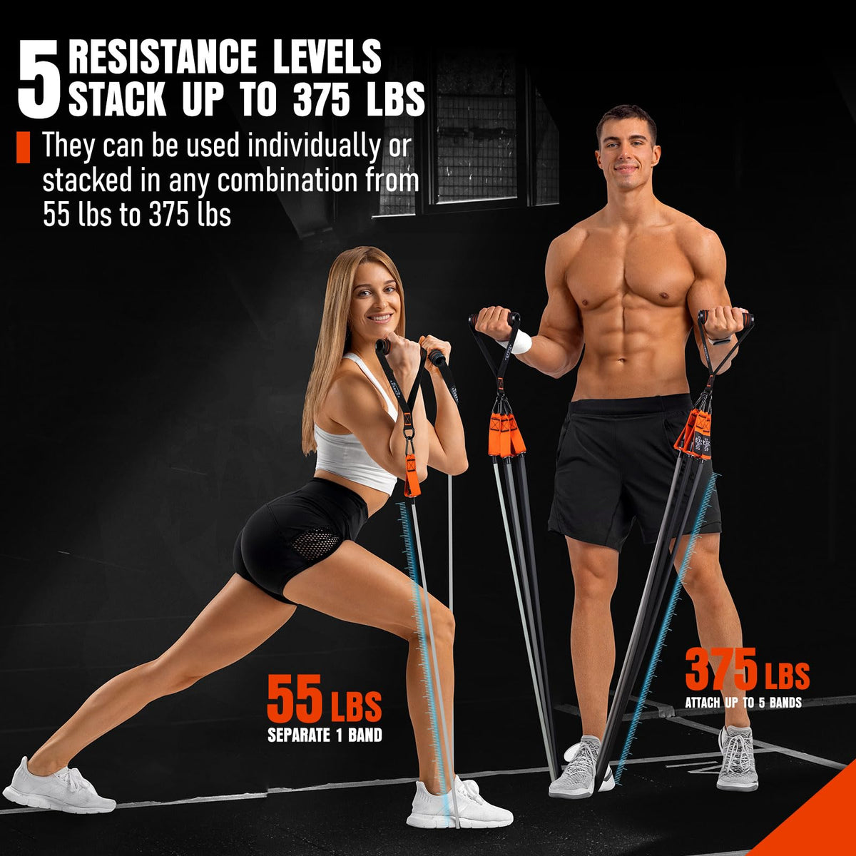 Resistance Bands with Handles 175lb Exercise Bands for - COOBONS FITNESS Official Imagery - 5