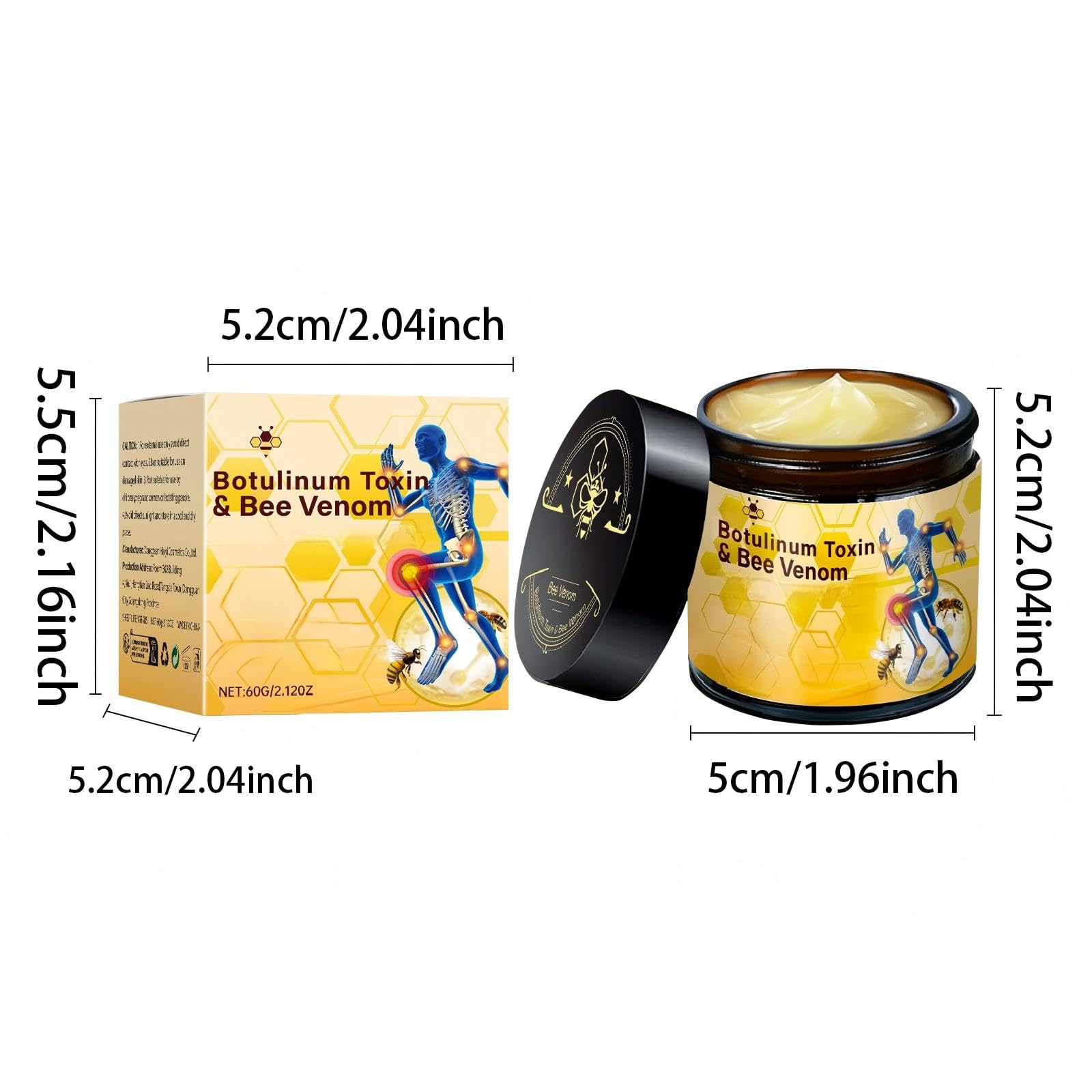 Botulinum Toxin & Bee Venom Bone Healing Cream,Soothing Joint Muscle Rub for Back, Neck, Hands, Feet.