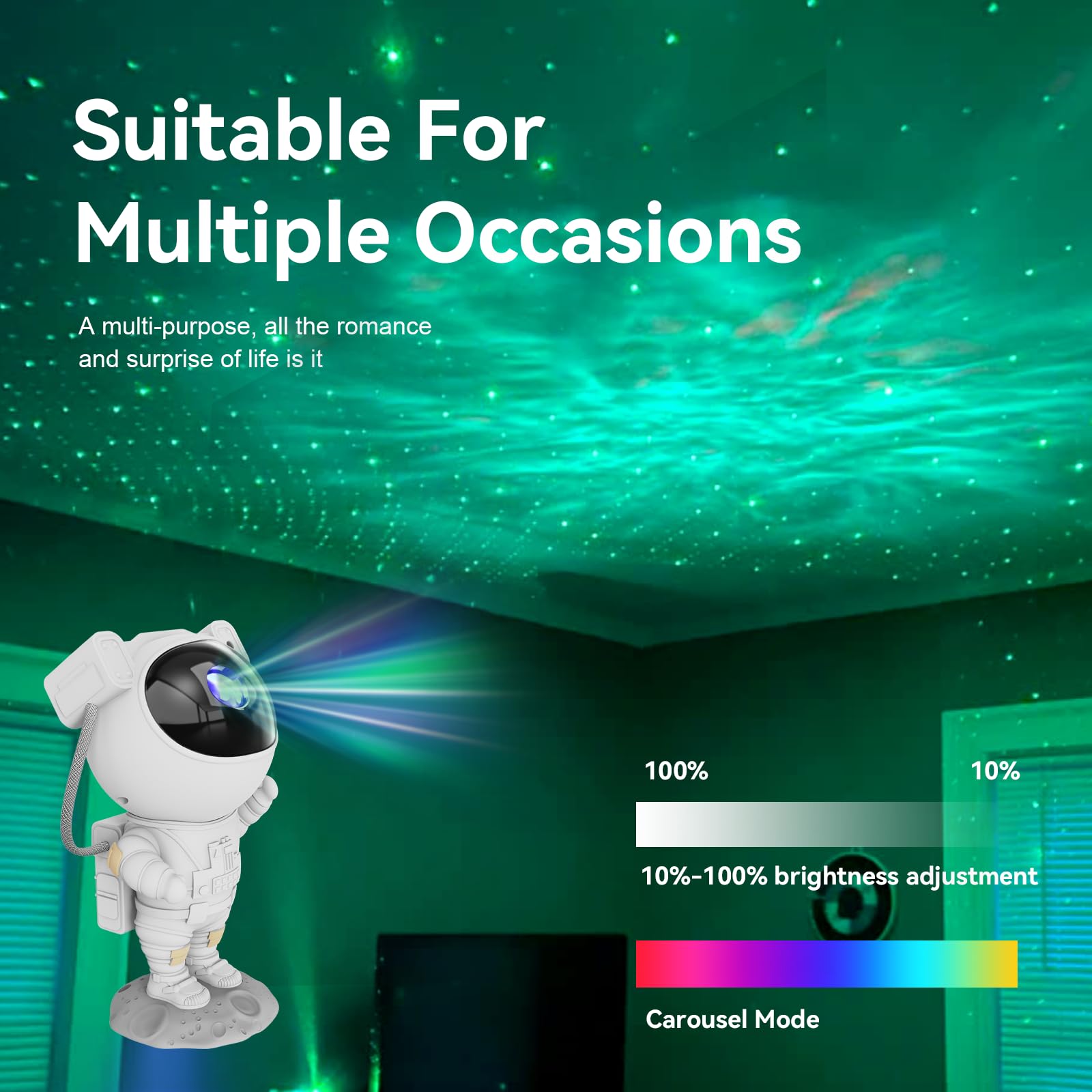 Mooyran Star Projector Galaxy Night Light - Astronaut Space Proje by Mooyran - Angle View 5