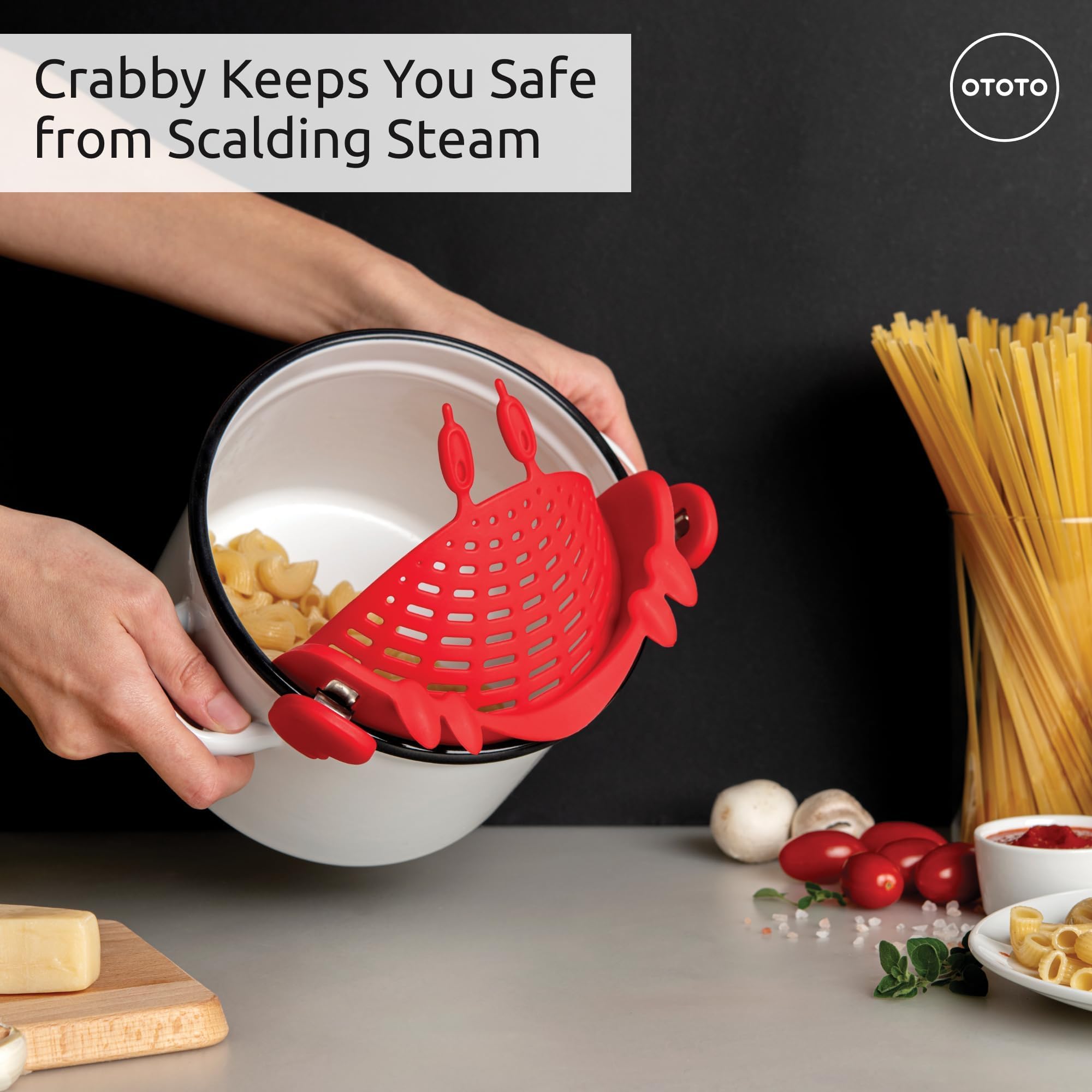 OTOTO Crab Clip-On Strainer - Silicone Pasta Strainer with Stainless S - View 4