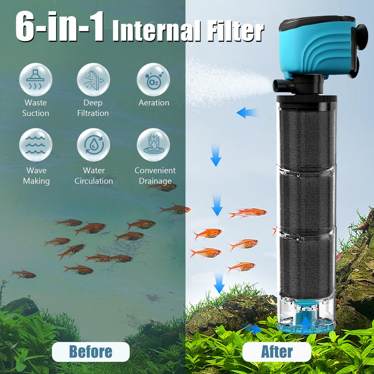 Submersible Aquarium Filter Upgraded 100 300 Gallon Fish - Aulofee Official Imagery - 3