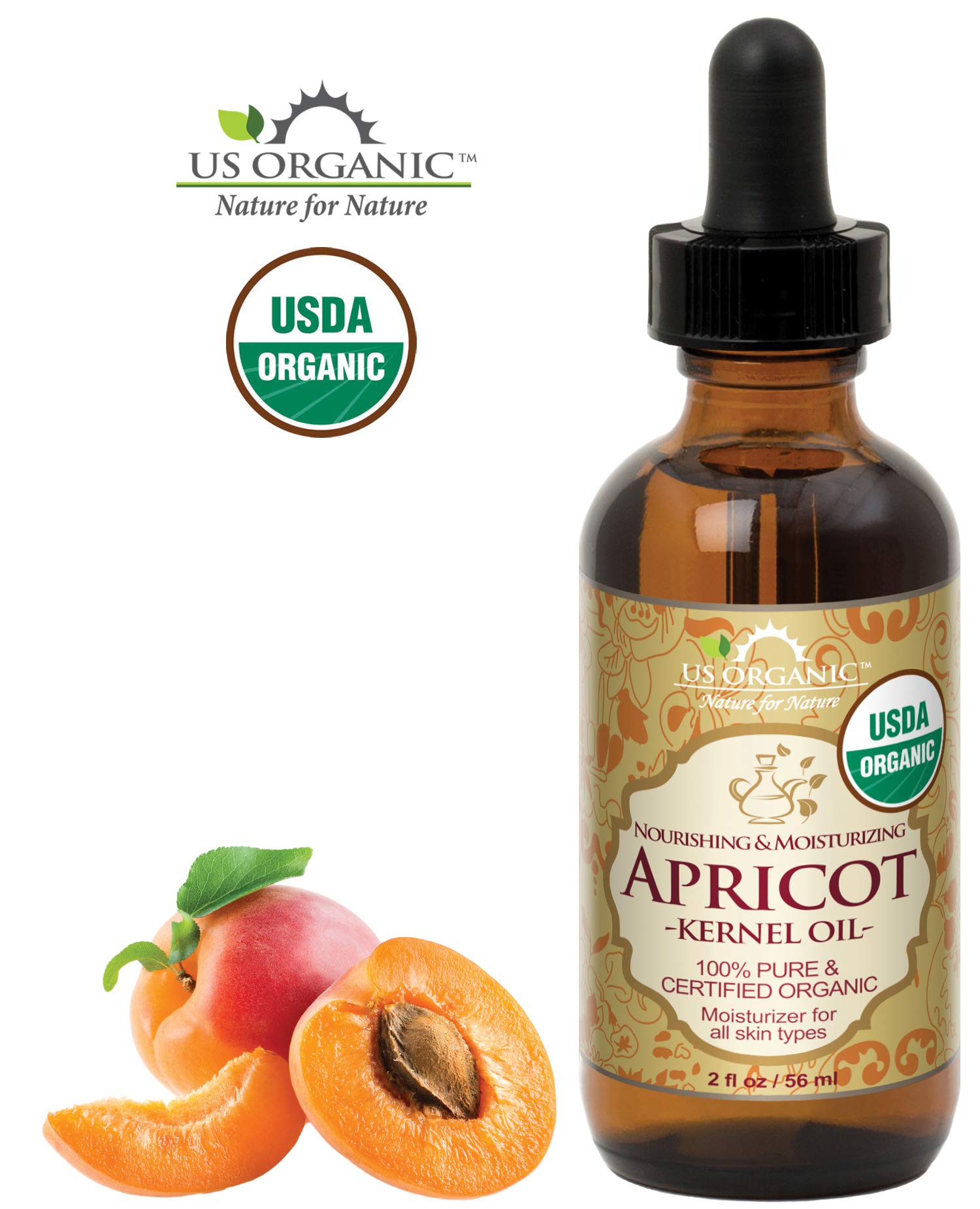 US Organic Apricot Kernel Oil, USDA Certified Organic,100% Pure & Natural, Cold - US Organic Official Product View 3