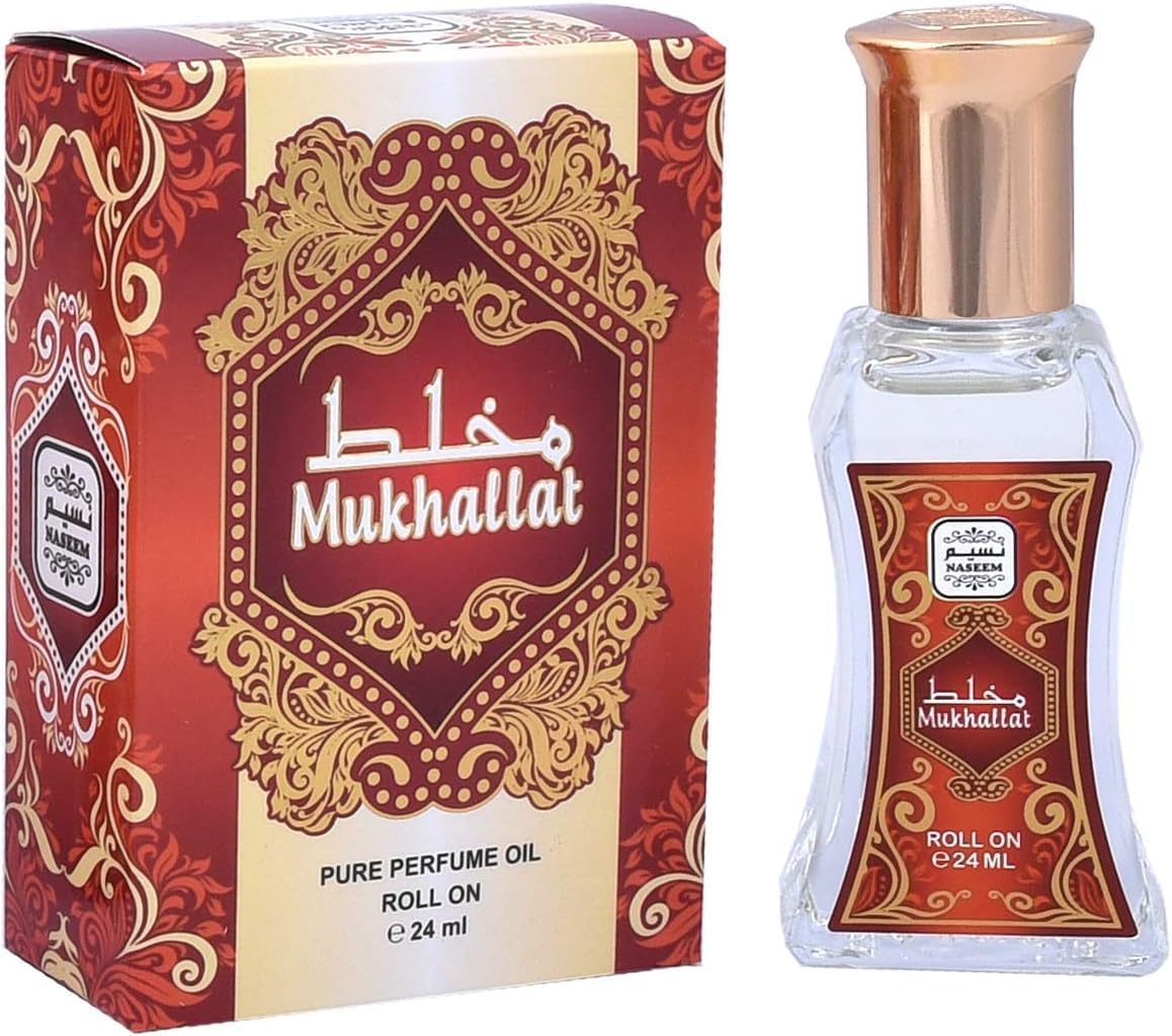 NASEEM Mukhallat Roll On Perfume Oil 24ml - Alcohol Free - Product Imagery