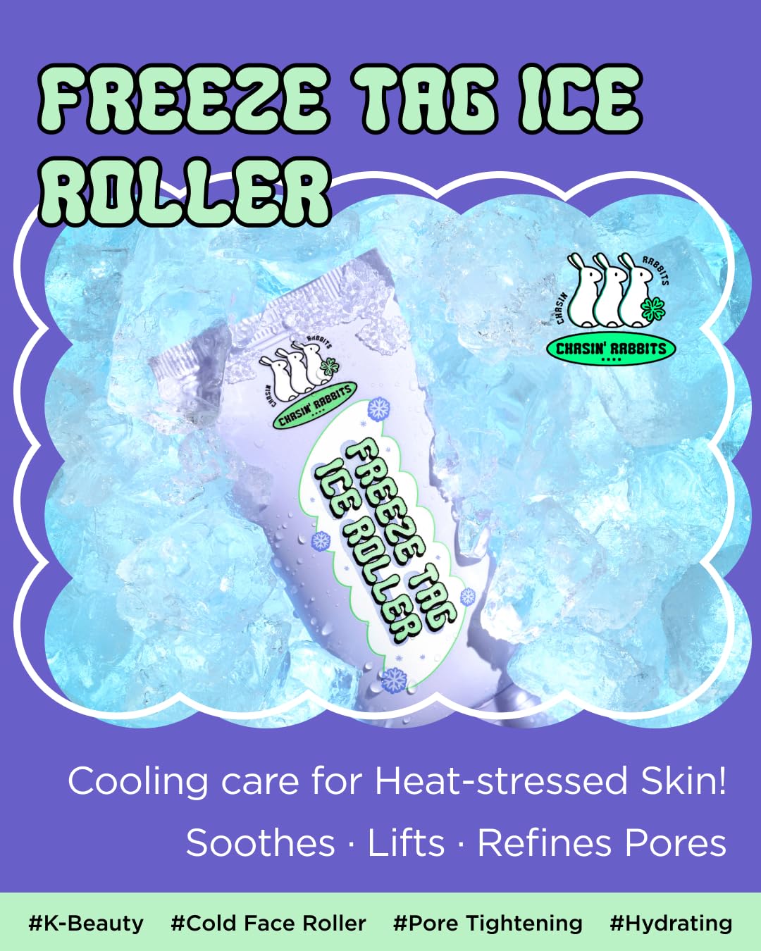 CHASIN RABBITS Ice Roller Cooling Gua Sha Depuffing Pore - CHASIN' RABBITS Official Imagery - 3
