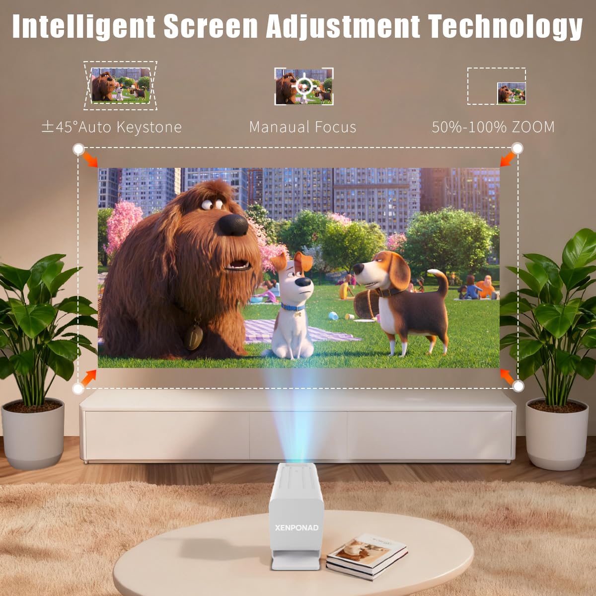 Mini Projector with Wifi and Bluetooth 4K Supported Smart - XENPONAD Official Imagery - 4