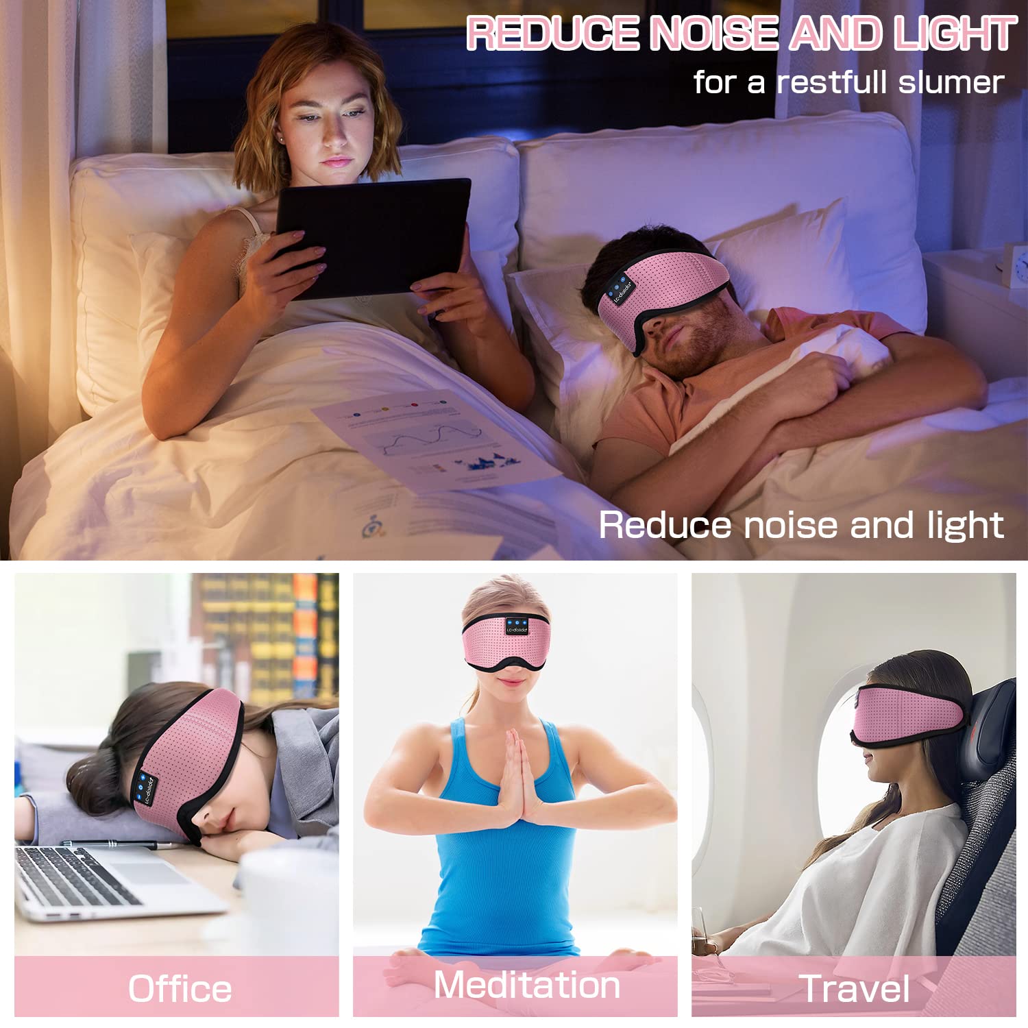 Sleep Mask with Bluetooth Headphones,LC-dolida Sleep Headphones B by LC-dolida - Angle View 6