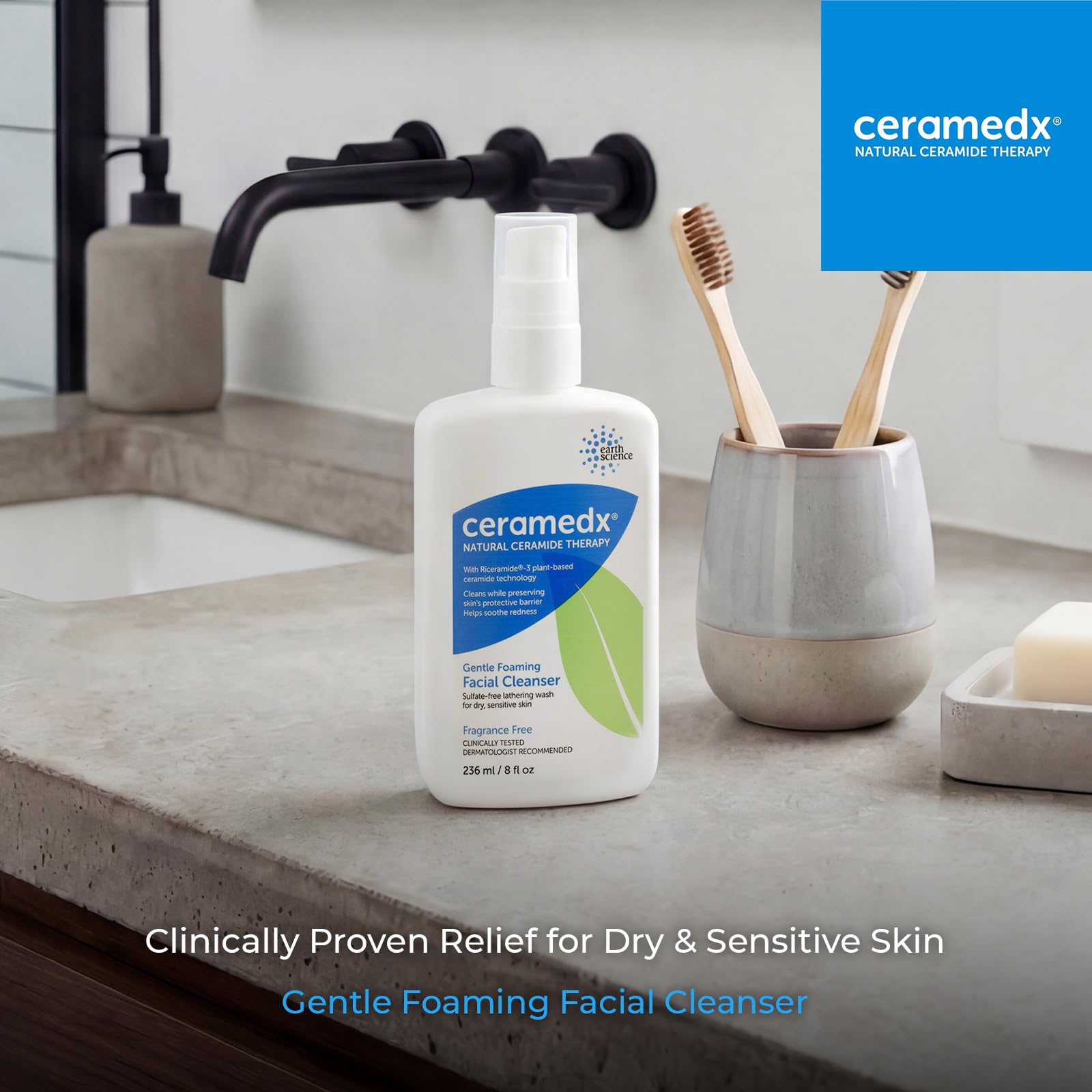 Ceramedx Gentle Foaming Ceramide Facial Cleanser, Unscented, 8 oz