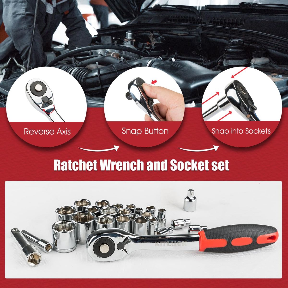 228 piece Home Tool Kit Household Hand Repair Tool Set for - KITLUCK Official Imagery - 5