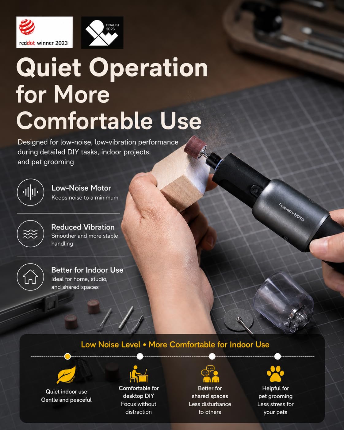 HOTO Cordless Rotary Tool Kit 5 Speed for 3D Printer Sanding - HOTO Official Imagery - 4