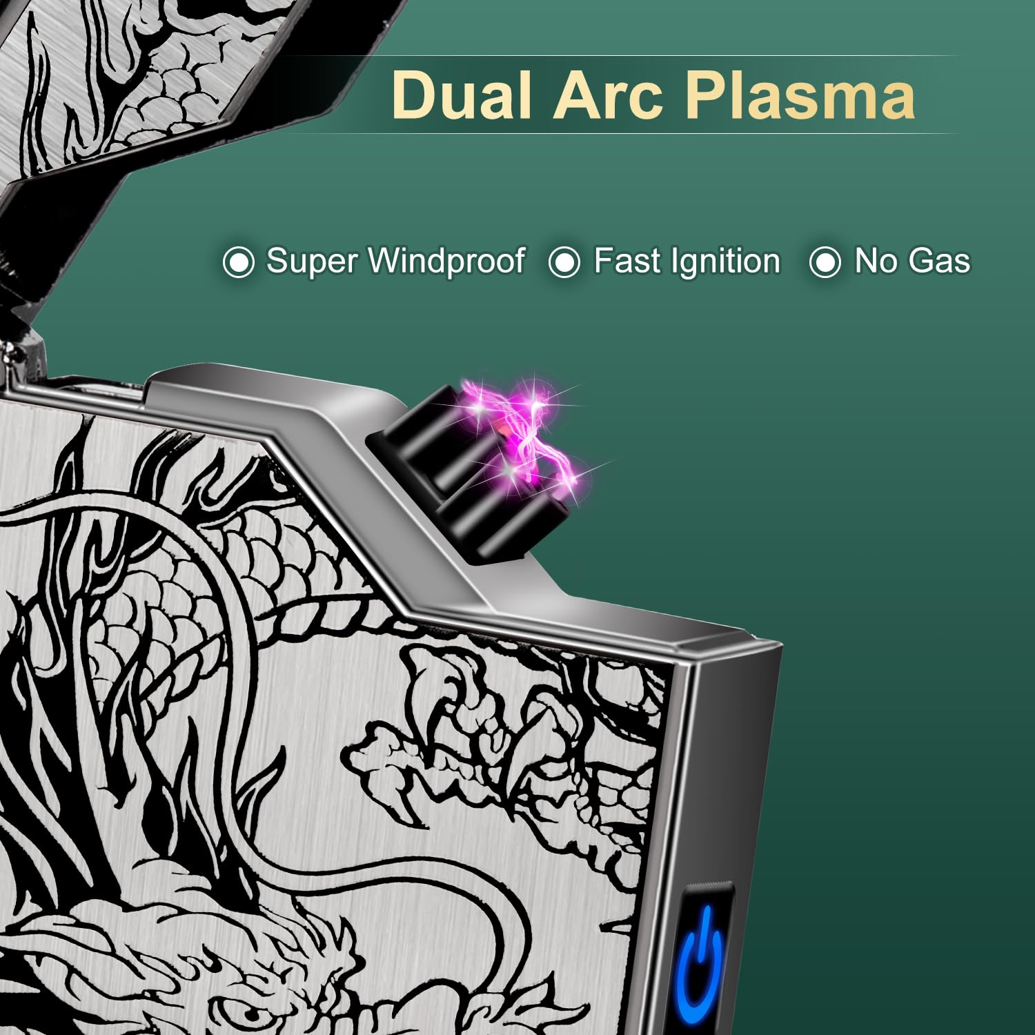 LcFun Electric Lighter Rechargeable Plasma Lighter Men Cool Drago - LcFun Official Product View 4