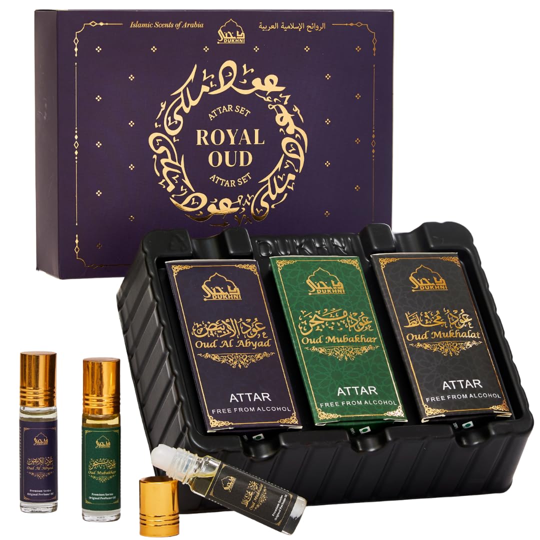 Dukhni Royal Oud Attar Oil Set Pure original Oudh oil, Islamic - Product Imagery