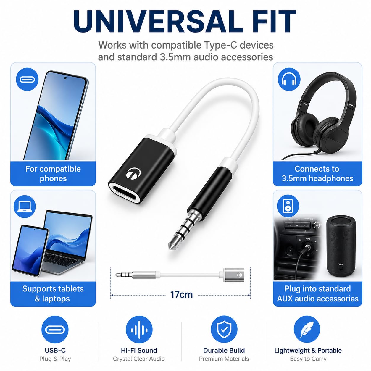 Zenarao USB C to 3.5mm Analog Audio Adapter, Pure Analog Signal H by Zenarao - Angle View 3