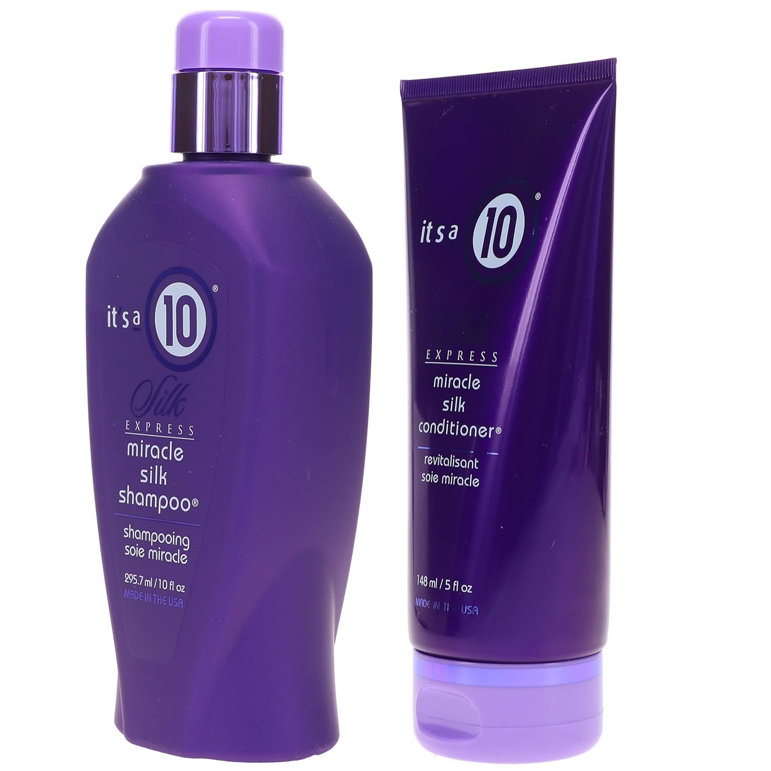 It's a 10 Haircare Miracle Silk Shampoo and Conditioner set, featuring a 10 oz shampoo bottle and 5 oz conditioner tube.