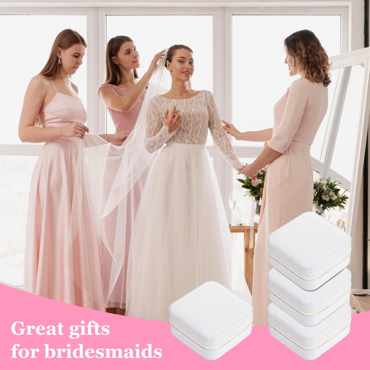 12pcs Mini Travel Jewelry Case White Bridesmaids Proposal - Meyeyaia Official Imagery - 7