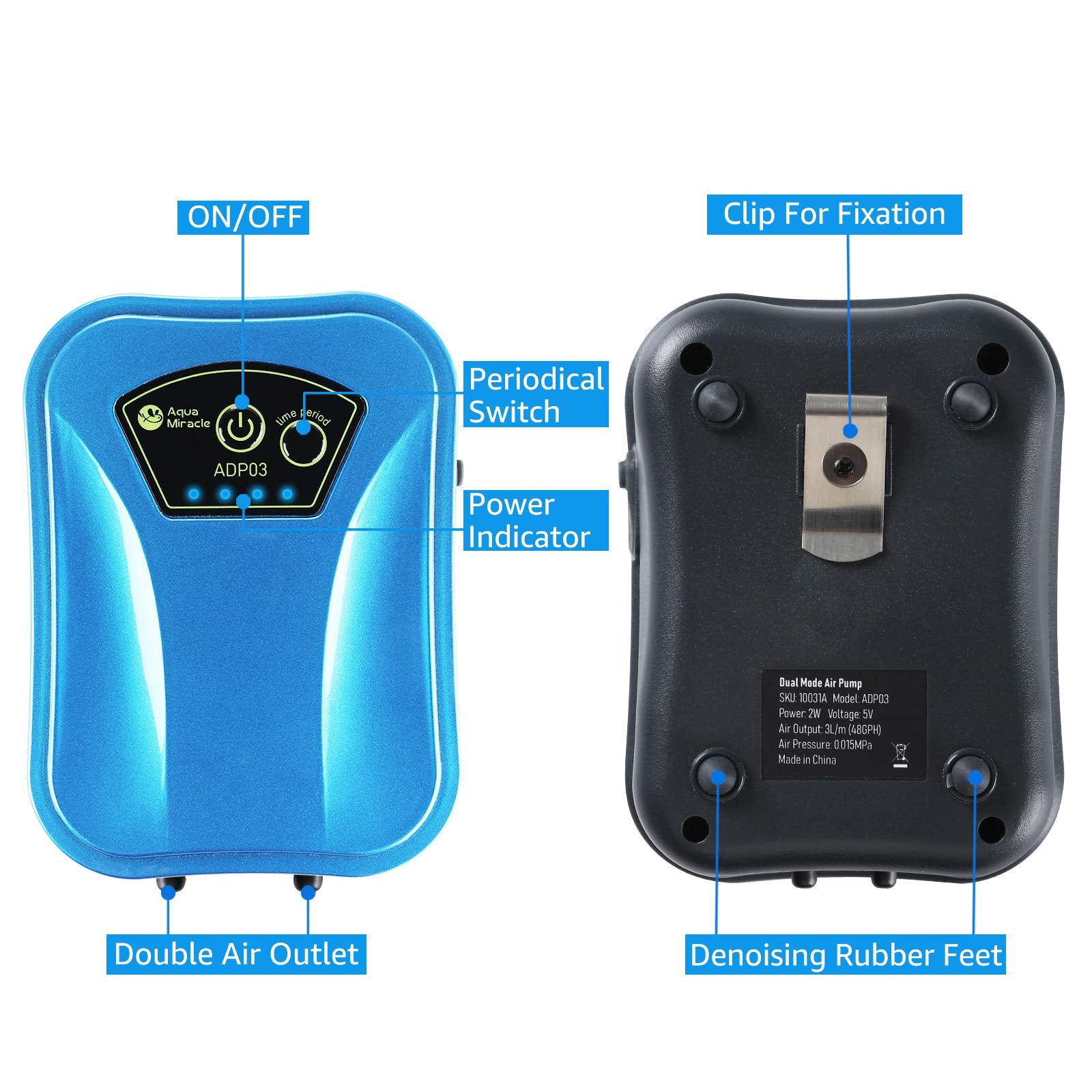AquaMiracle USB Aquarium Air Pump Rechargeable Aerator for Bait B - AquaMiracle Official Product View 6