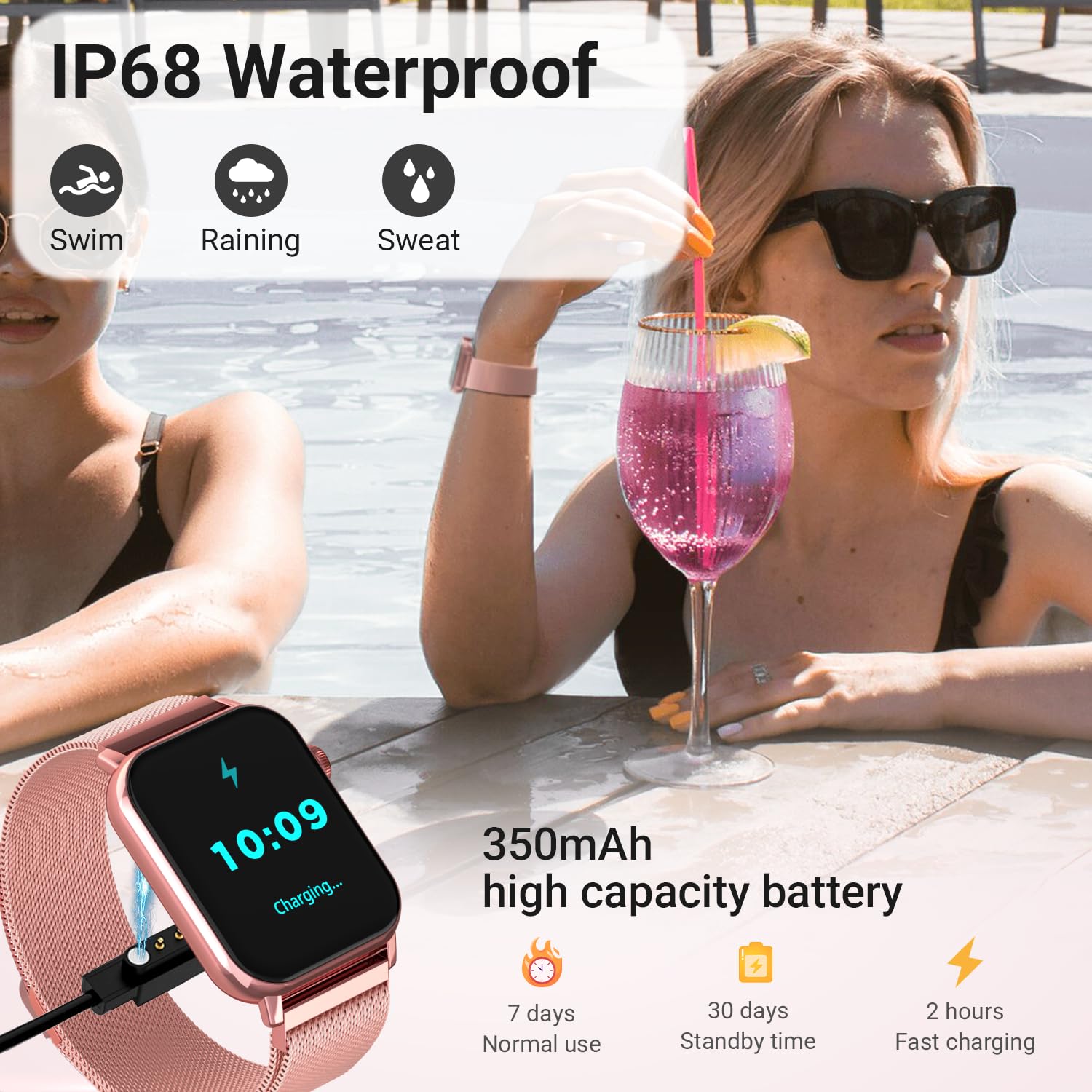 Trendia Smart Watches for Women, 1.83'' HD Fitness Tracker with Answer - View 4