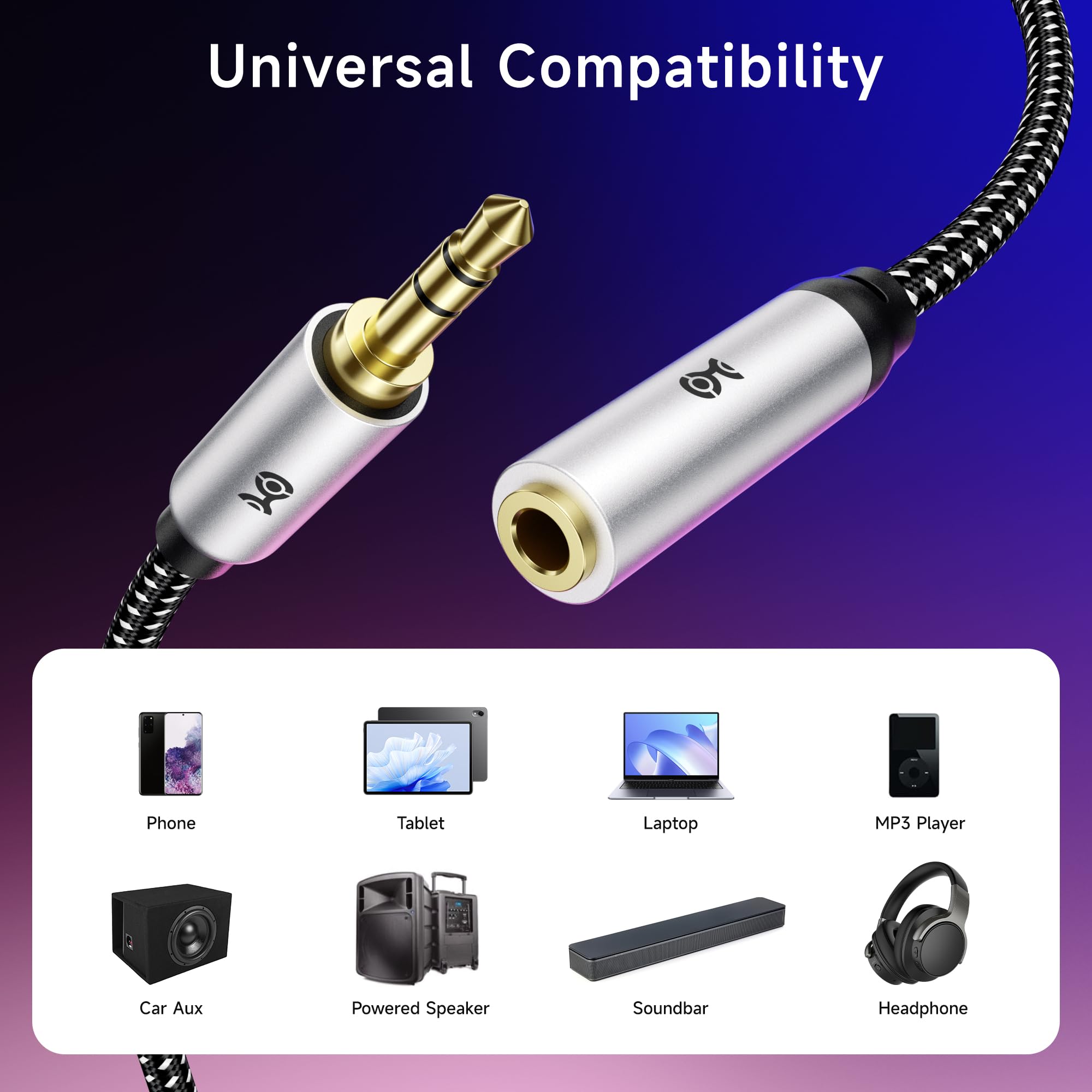 Cable Matters 2-Pack Headphone Extension Cable, 3.5mm Aux Extende by Cable Matters - Angle View 6