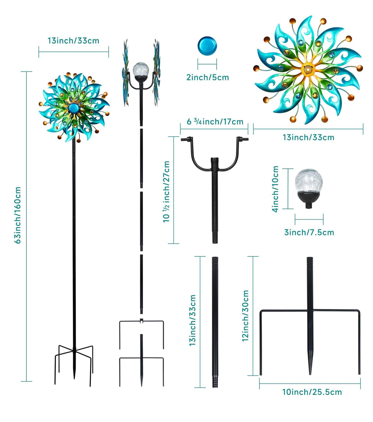 Solar Wind Spinners Outdoor Yard Decorations Outdoor Peacock - VUFOZ Official Imagery - 3