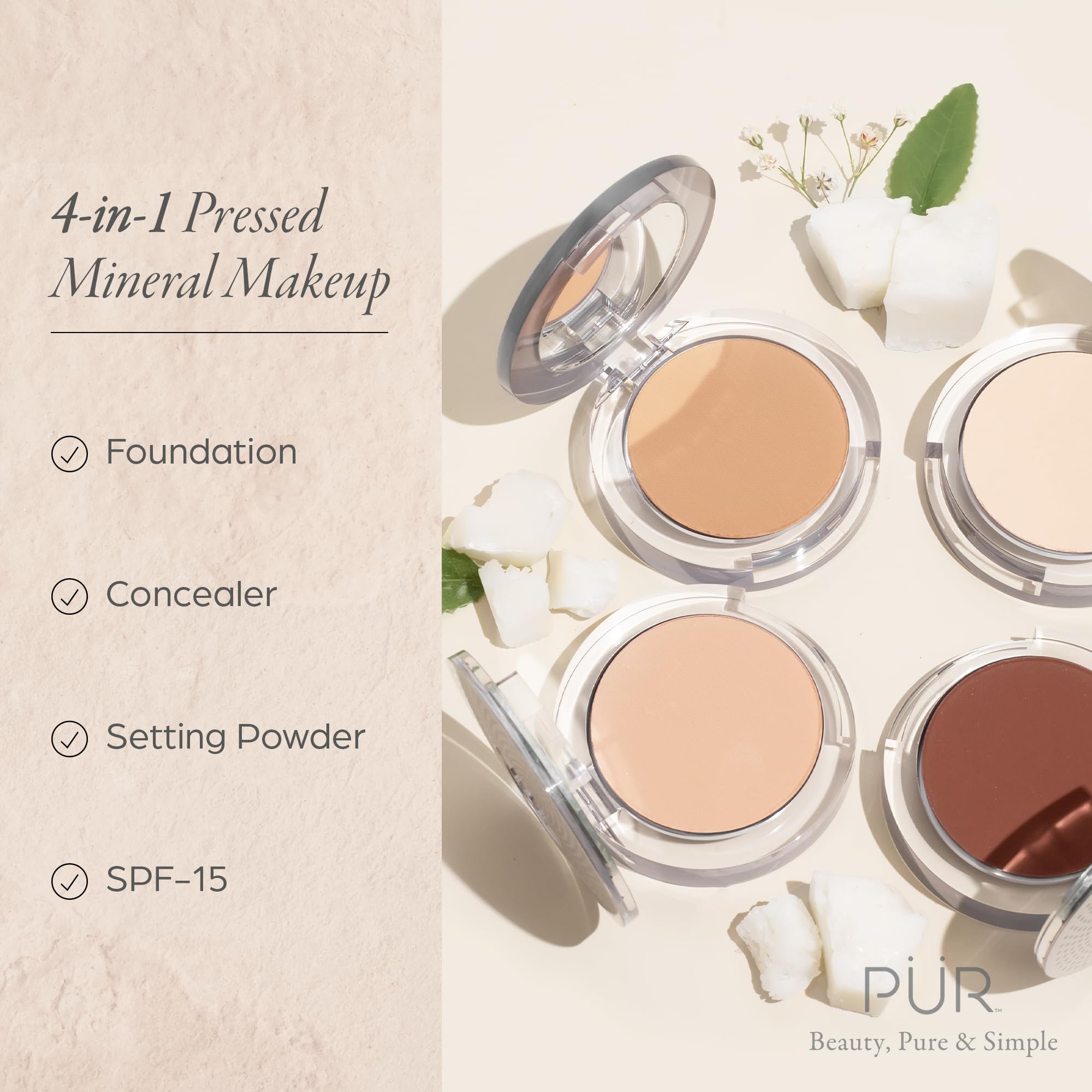 P R 4 in 1 Pressed Mineral Makeup Powder Foundation with SPF - Premium Selection Official Imagery - 3