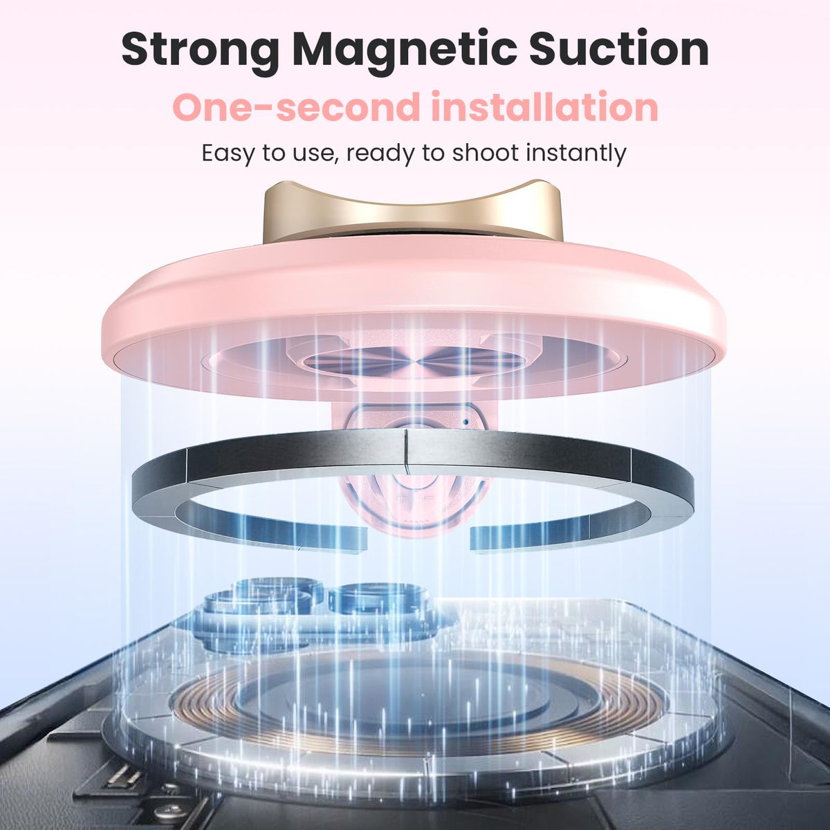 Magnetic Selfie Stick Tripod for iPhone Android MagSafe Pink - Linber Official Imagery - 7