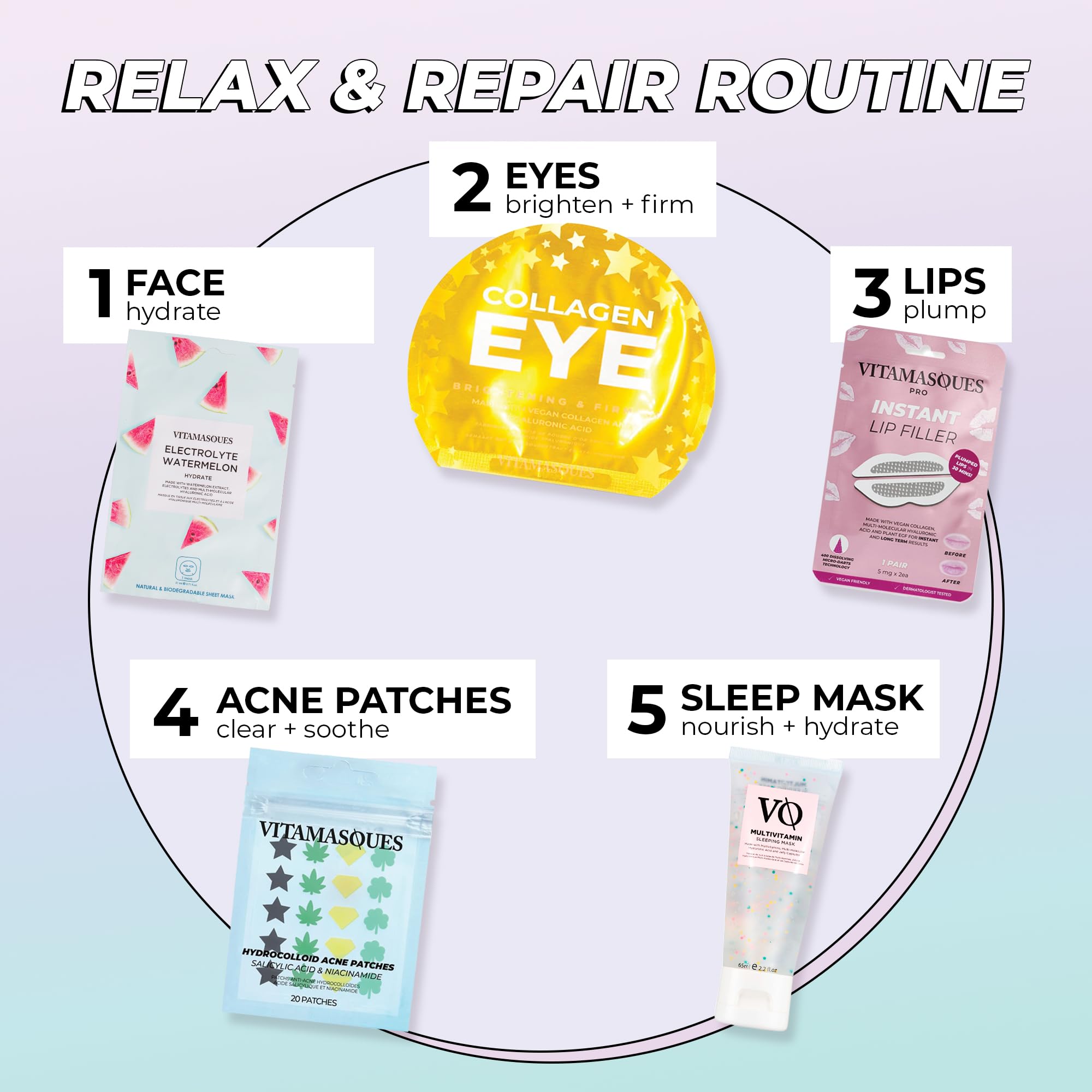Vitamasques Korean Face Mask Set, 7-Pack Juicy Collection - Vitamasques