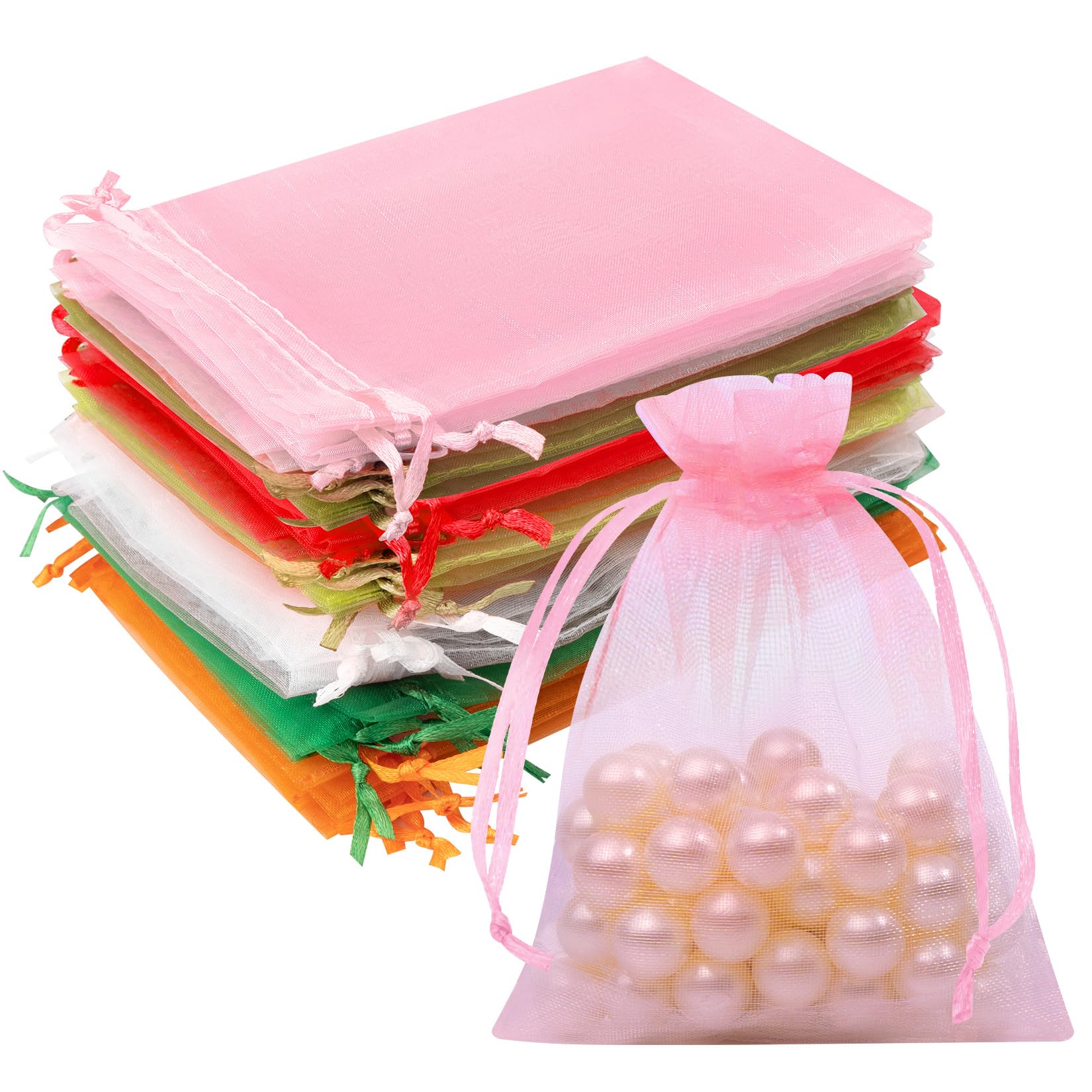 50PCS Organza Bags 3x4 Multicolor, Small Gift Bags for Jewelry - Product Imagery