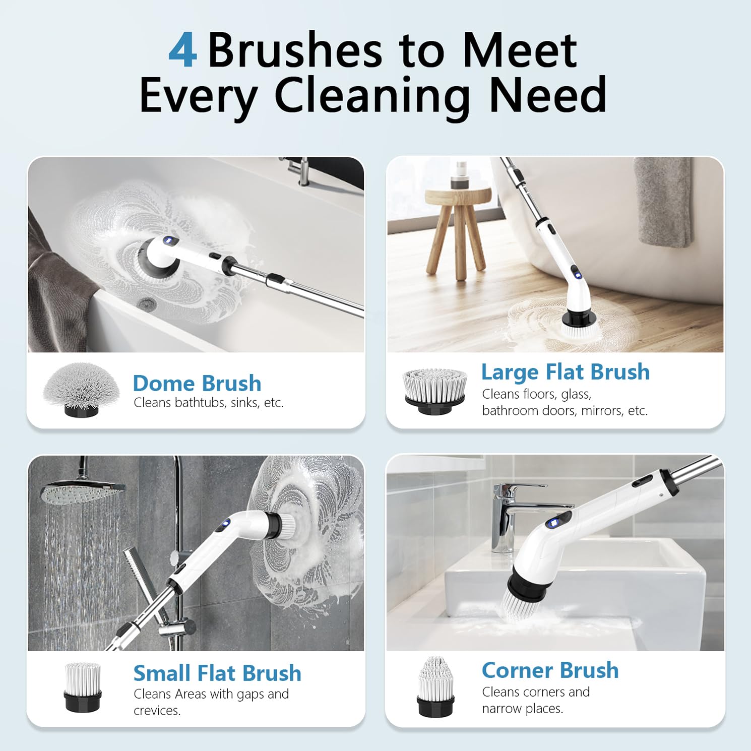 TUYU Electric Spin Scrubber, Cordless Cleaning Brush for Bathroom - TUYU Official Product View 3