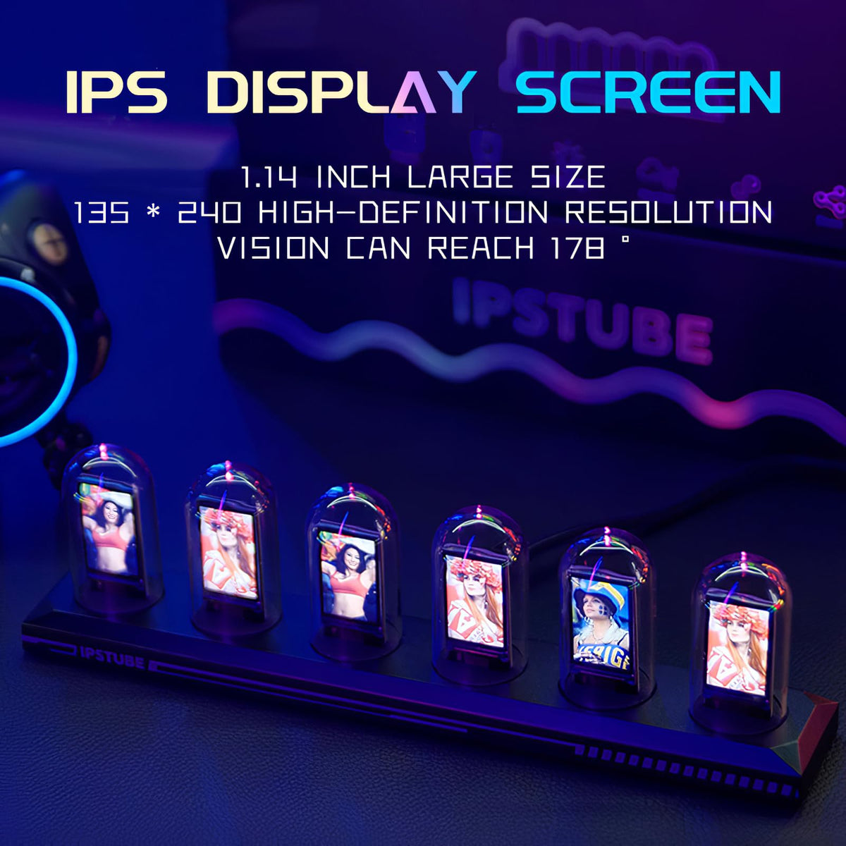 Nixie Tube Clock Glow Tube Clock IPS Color Screen Digital - Vastarry Official Imagery - 5