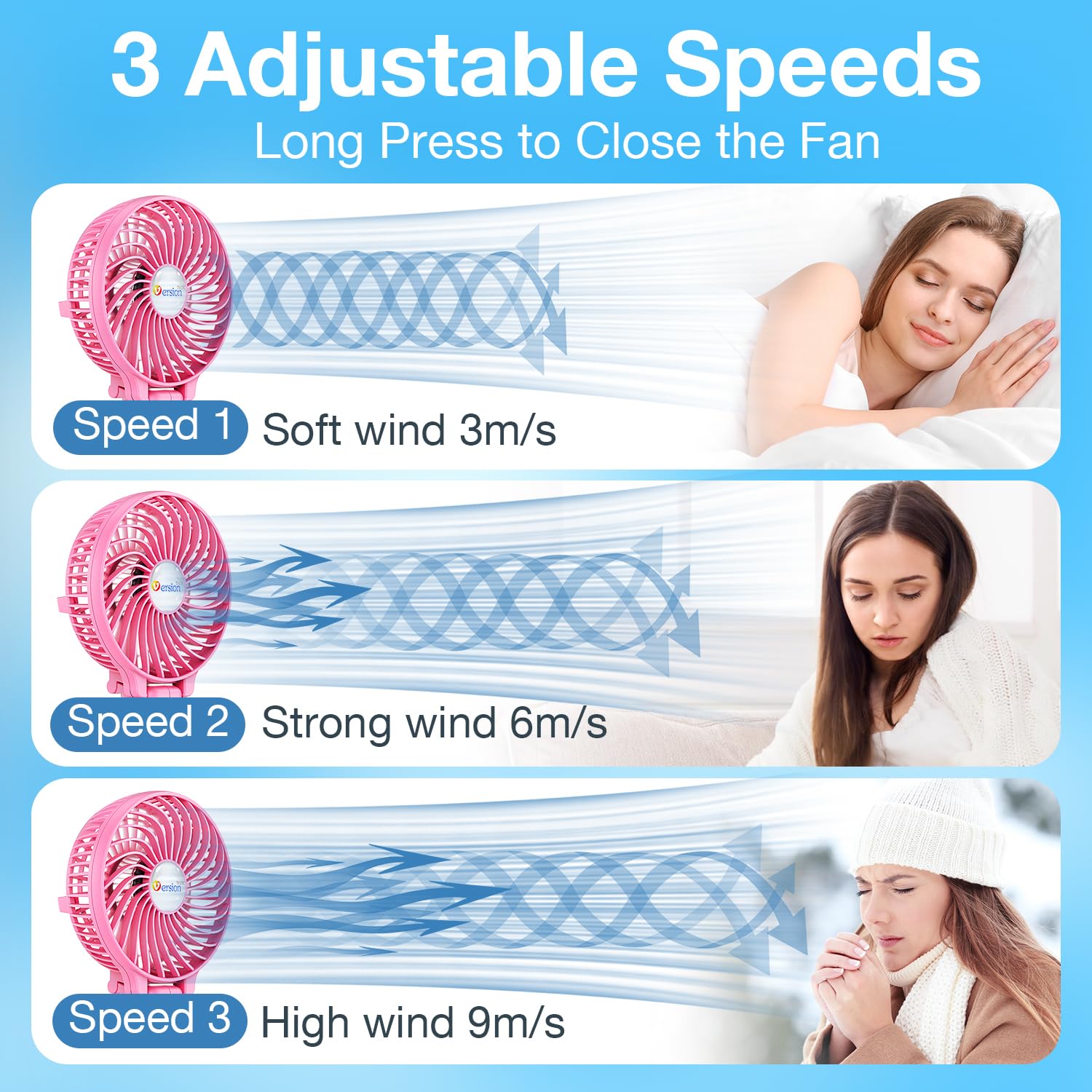 VersionTECH. Portable Handheld Fan, Powerful+Durable+4000mAh+180° Foldable, Mini - VersionTECH. Official Product View 5