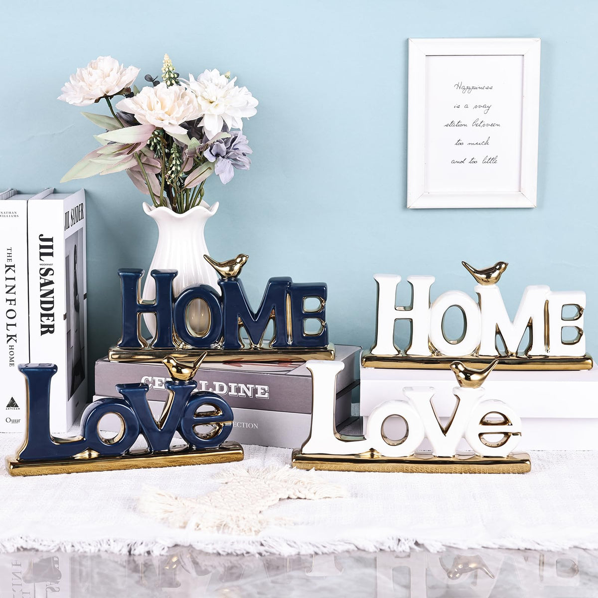 Love Sign Decor White and Gold Room Decor Aesthetic Knick - PlivBloom Official Imagery - 8