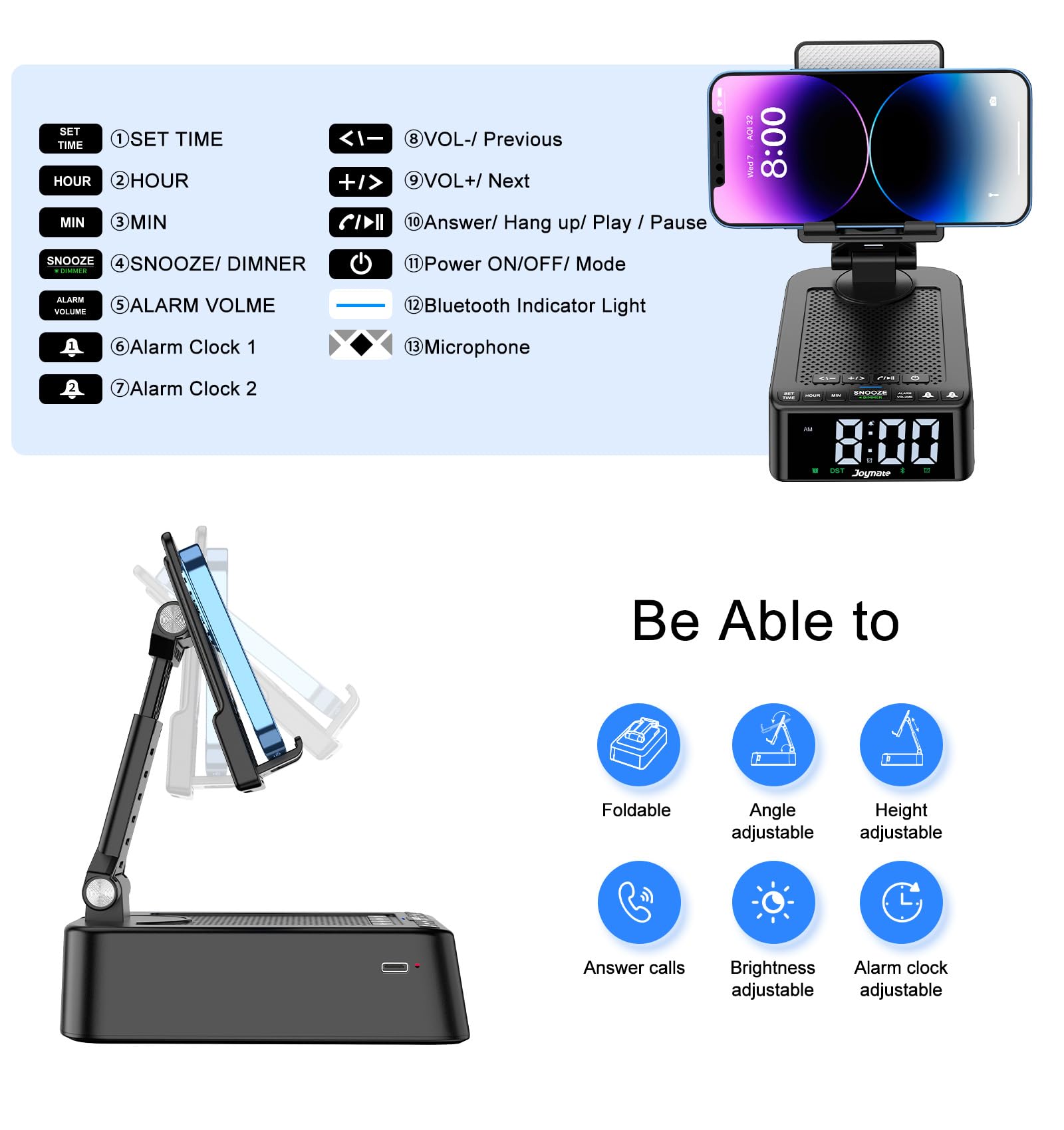 Joymate Gifts for Men Women, Phone Stand with Bluetooth Speaker 360° R - View 5